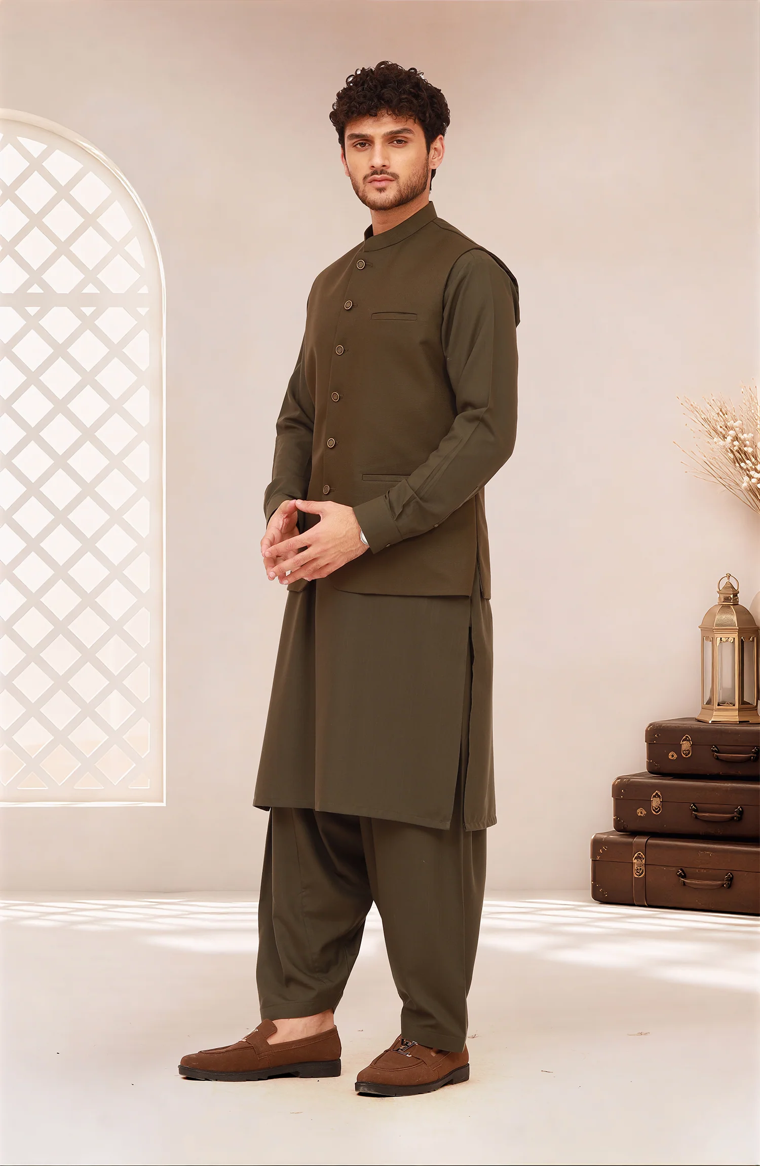 OLIVE-GREEN SUITING WAISTCOAT - Image 3