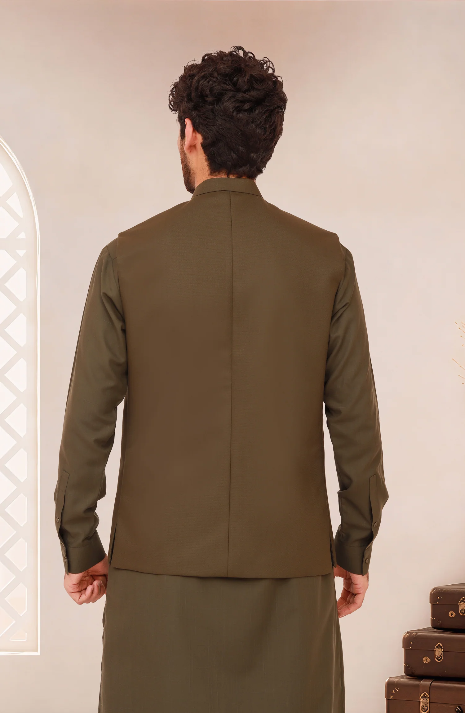 OLIVE-GREEN SUITING WAISTCOAT - Image 4