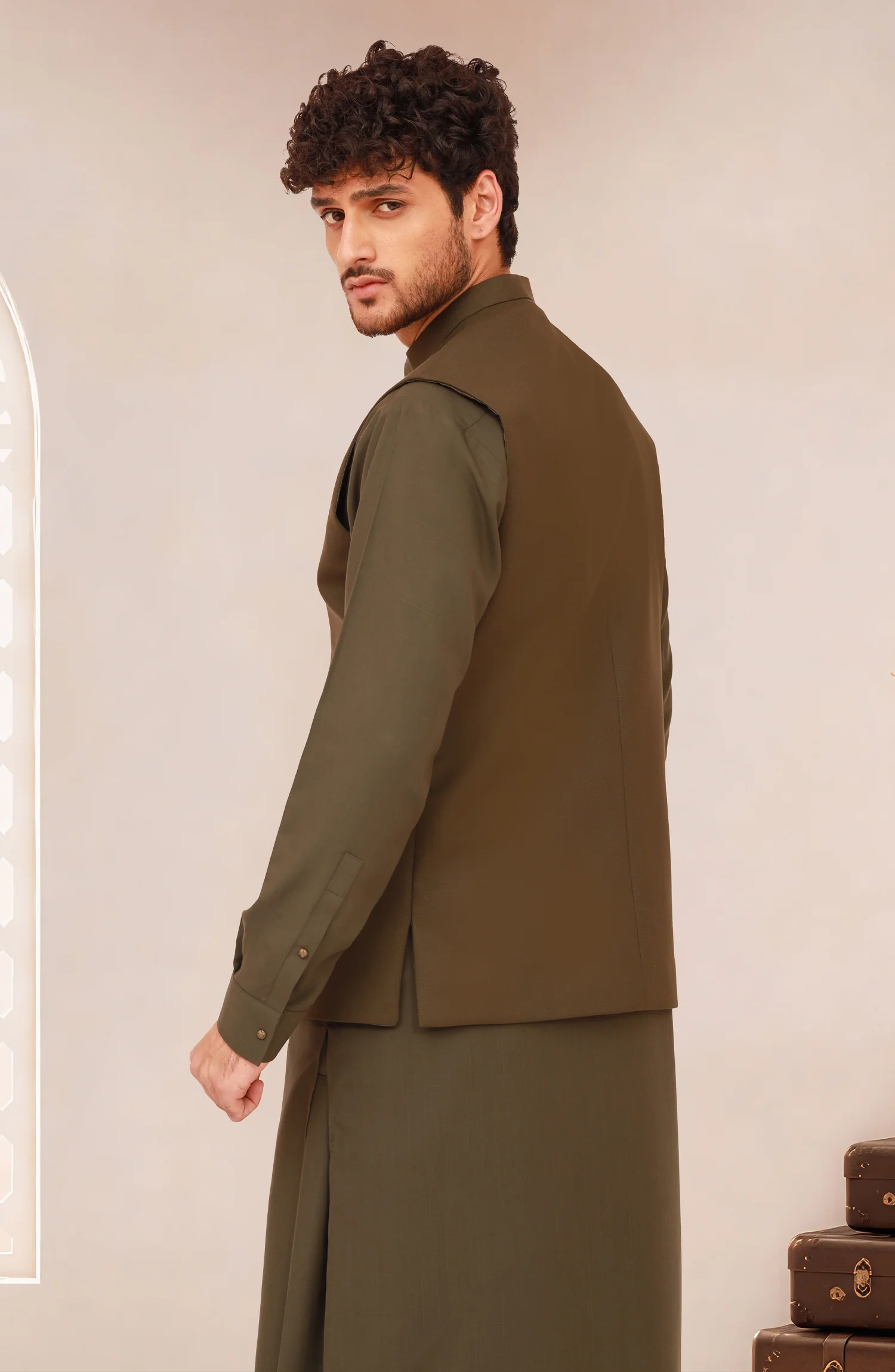 OLIVE-GREEN SUITING WAISTCOAT - Image 5