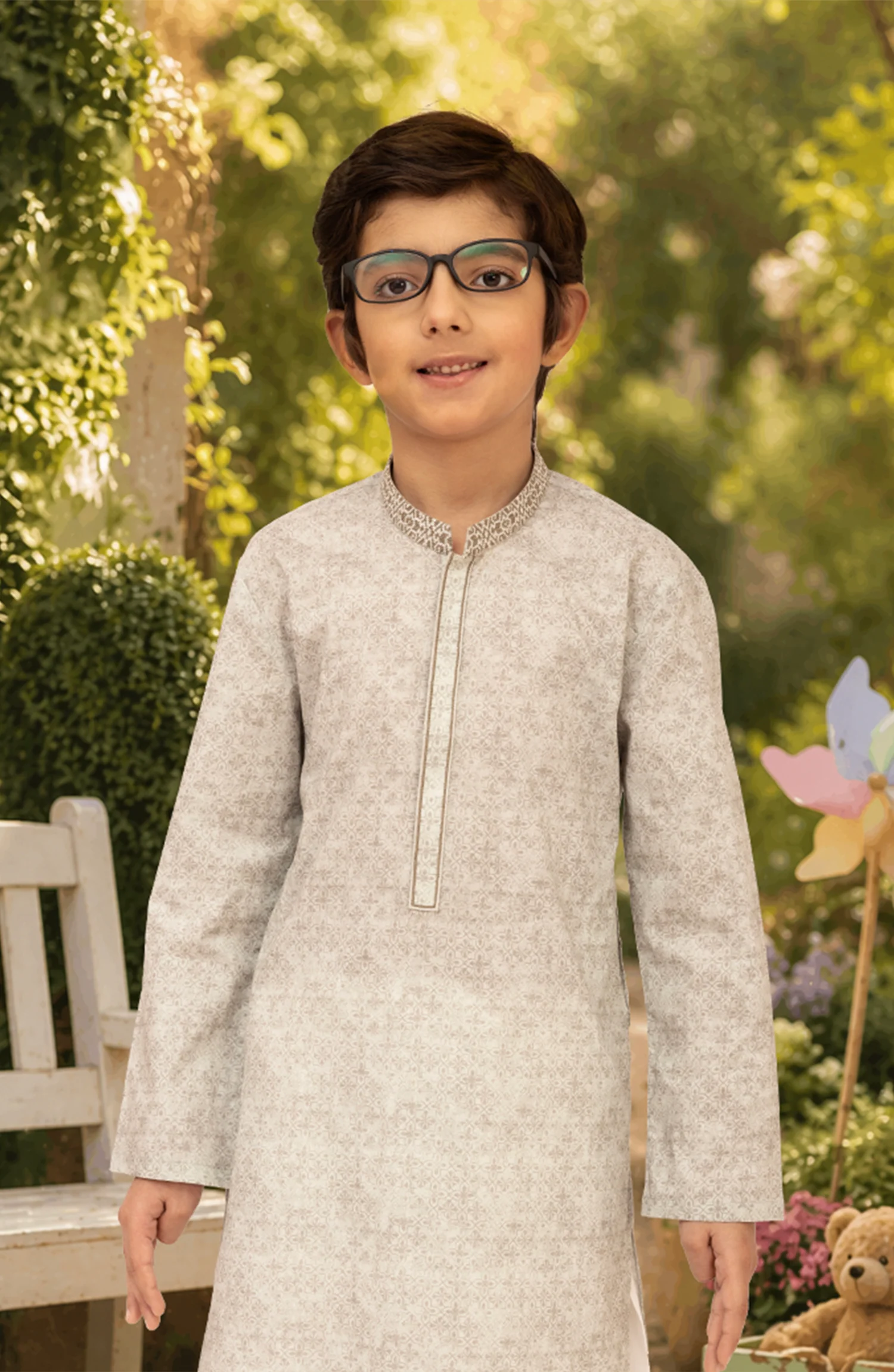 PASTEL-GREY 100% COTTON EMBROIDERED KURTA - Image 2