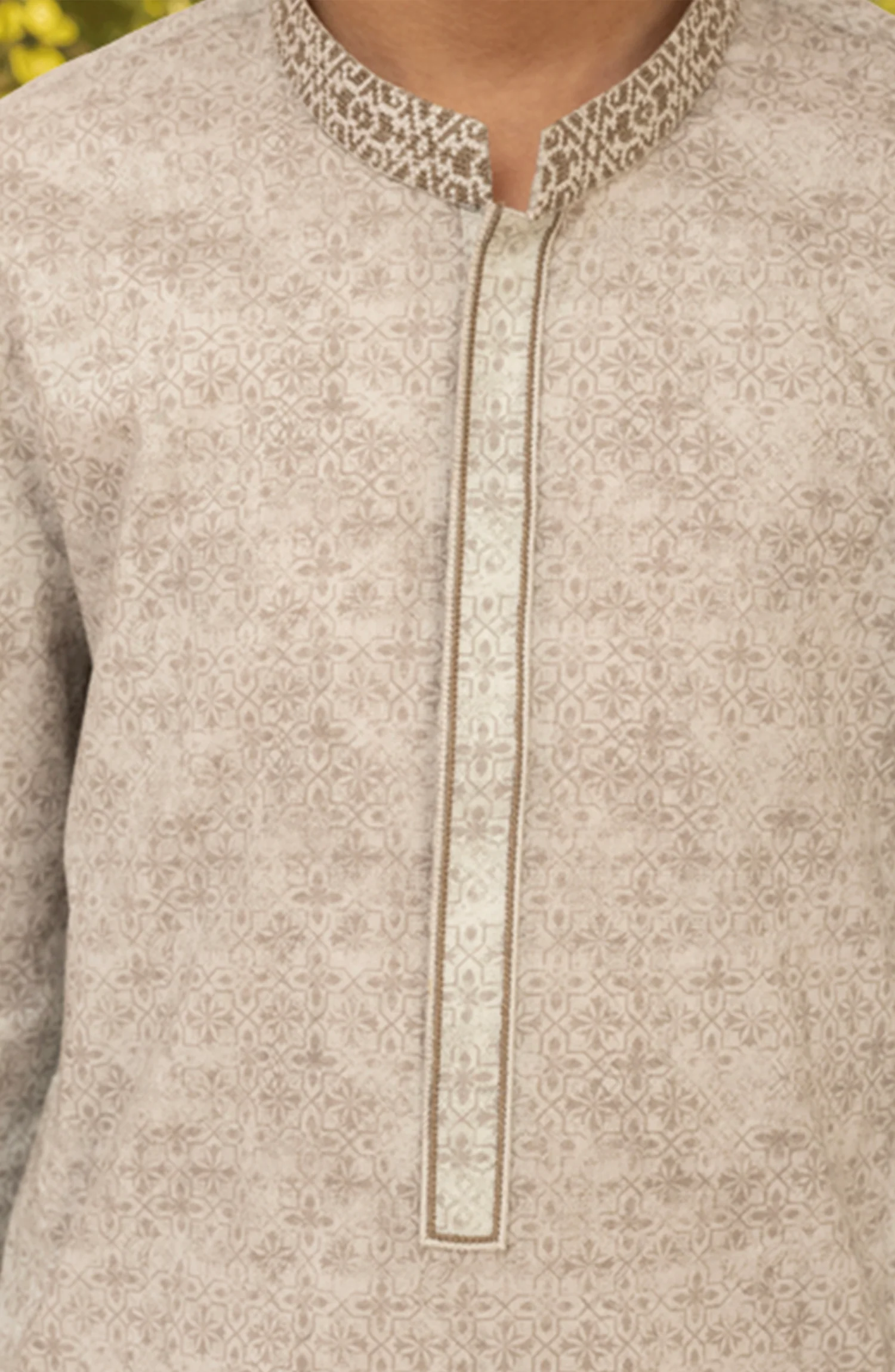 PASTEL-GREY 100% COTTON EMBROIDERED KURTA - Image 3