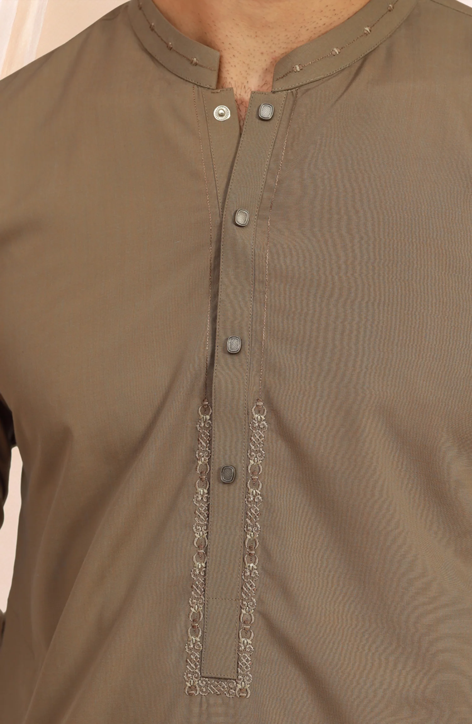 PASTEL-SAND EMBROIDERED BLENDED KAMEEZ SHALWAR - Image 3