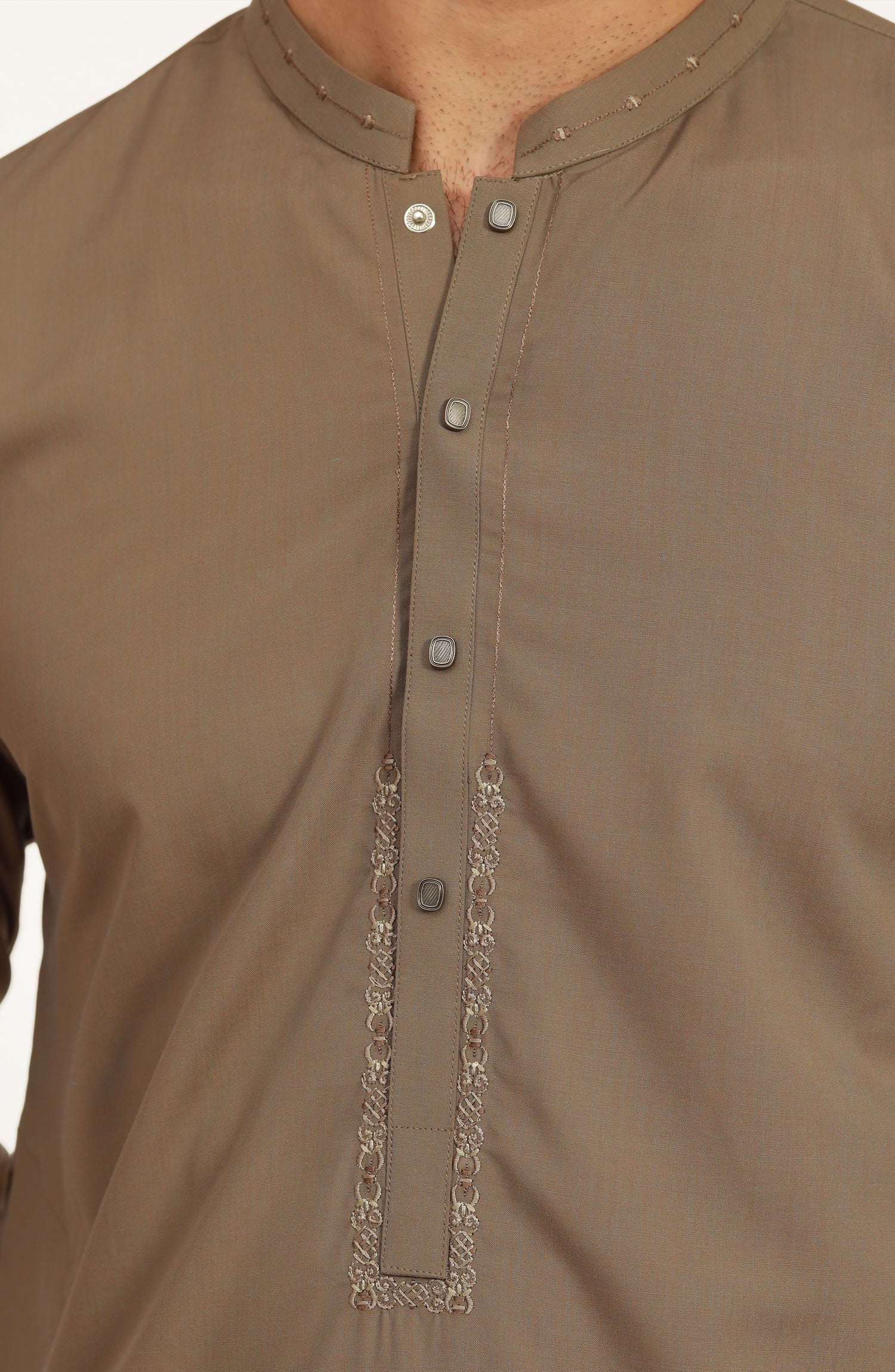 PASTEL-SAND EMBROIDERED BLENDED KAMEEZ SHALWAR - Image 7