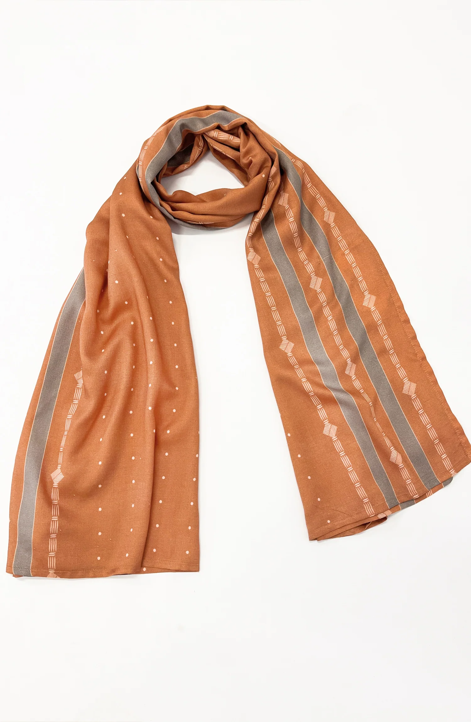 PEACH PRINTED VISCOSE STOLE - Image 2