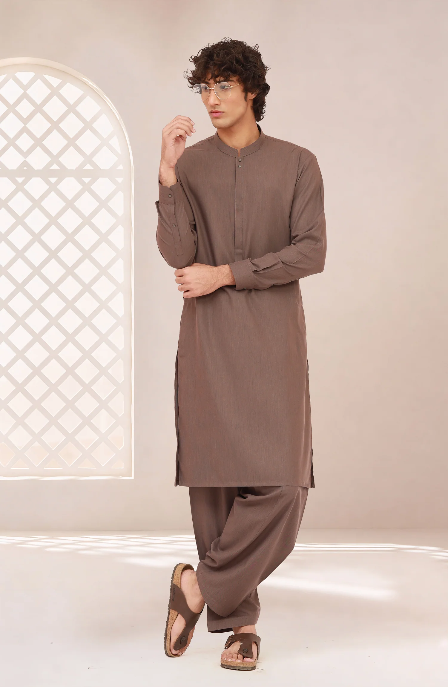 PINKISH-GREY BLENDED KAMEEZ SHALWAR