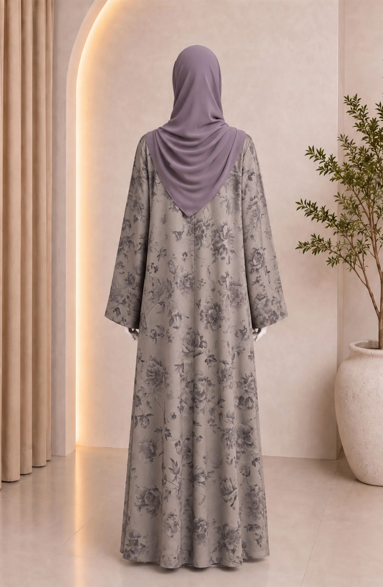 PISTA-GREEN PRINTED ABAYA - Image 4