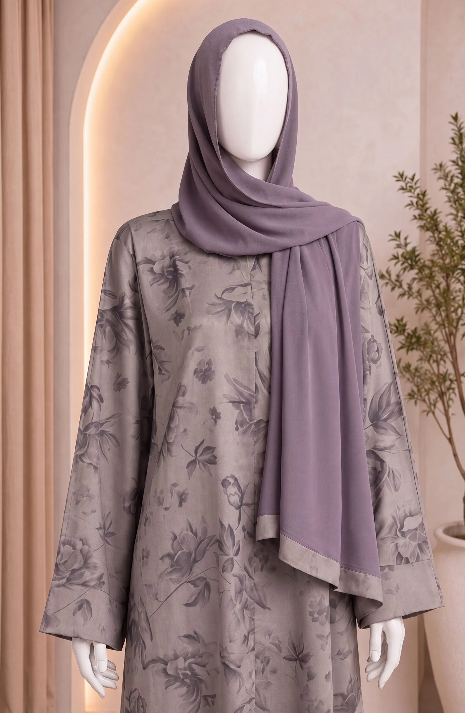 PISTA-GREEN PRINTED ABAYA - Image 5