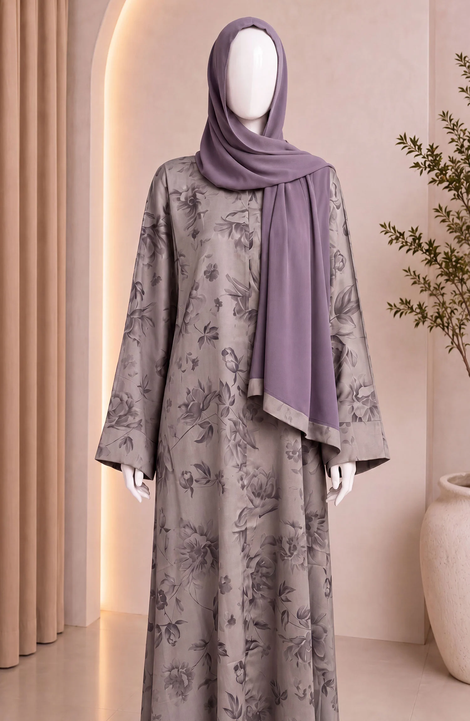 PISTA-GREEN PRINTED ABAYA - Image 6