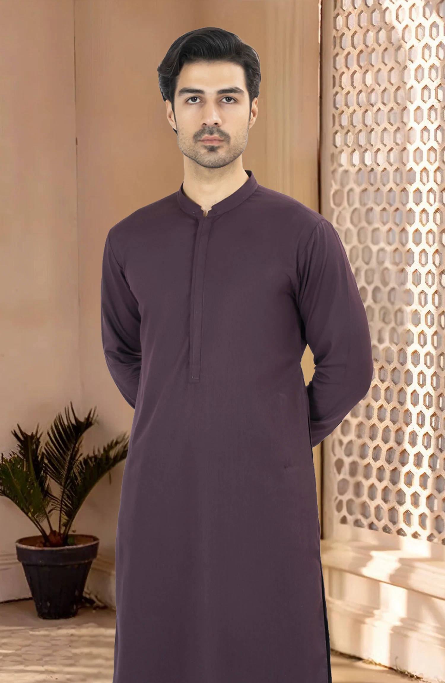PLUM BLENDED KAMEEZ SHALWAR - Image 4