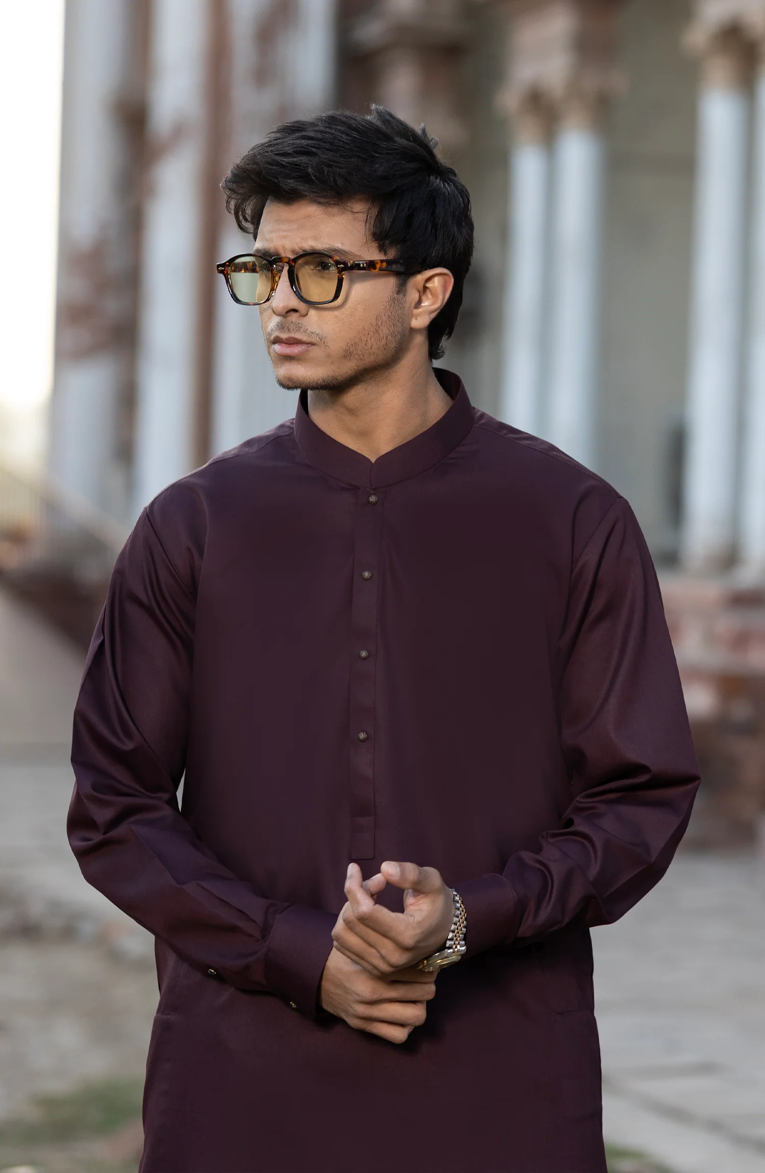 PLUM BLENDED KAMEEZ SHALWAR - Image 2