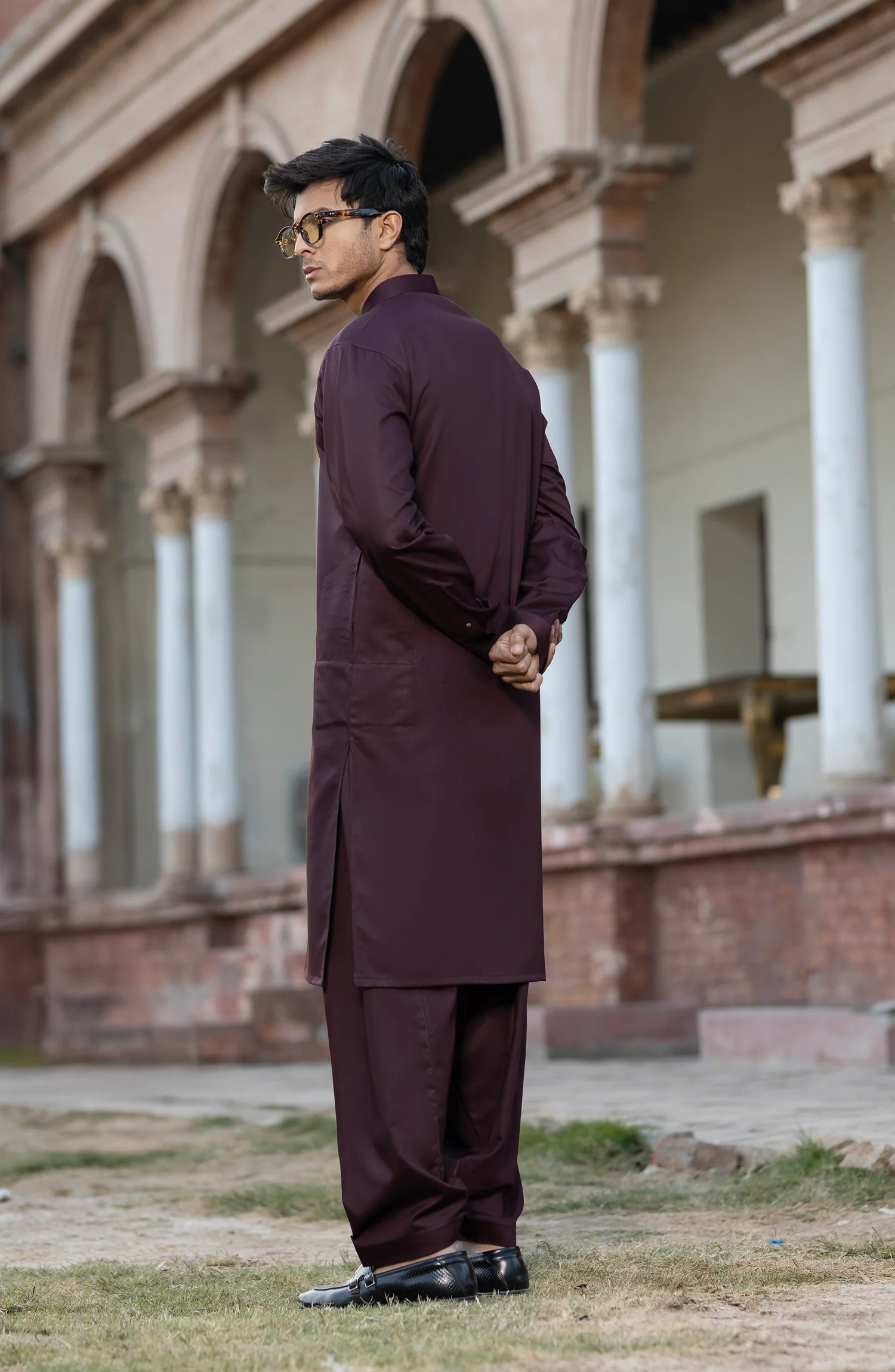 PLUM BLENDED KAMEEZ SHALWAR - Image 3