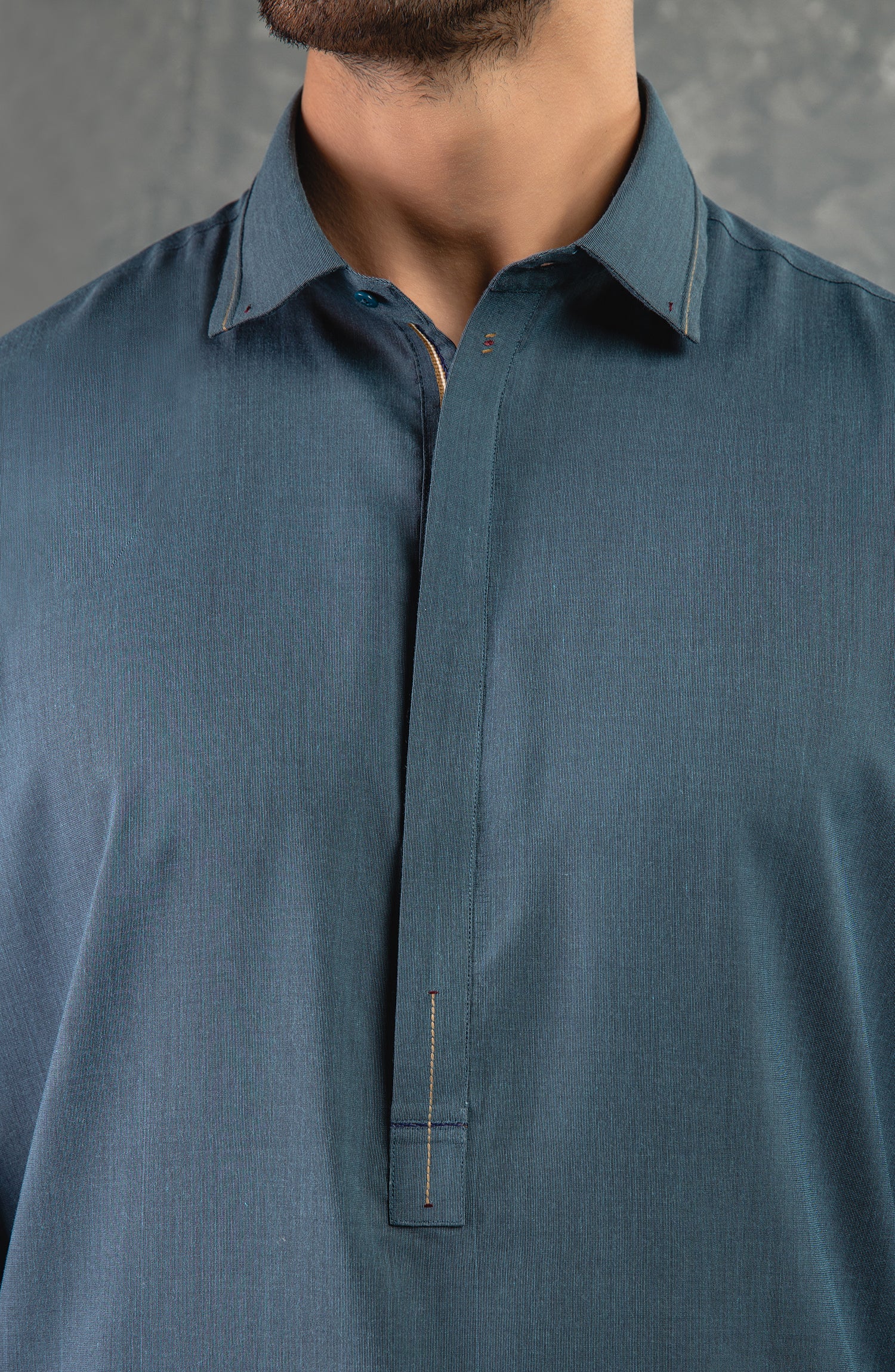 PRE WINTER'22 MEN KAMEEZ SHALWAR CASUAL TEAL - Image 2