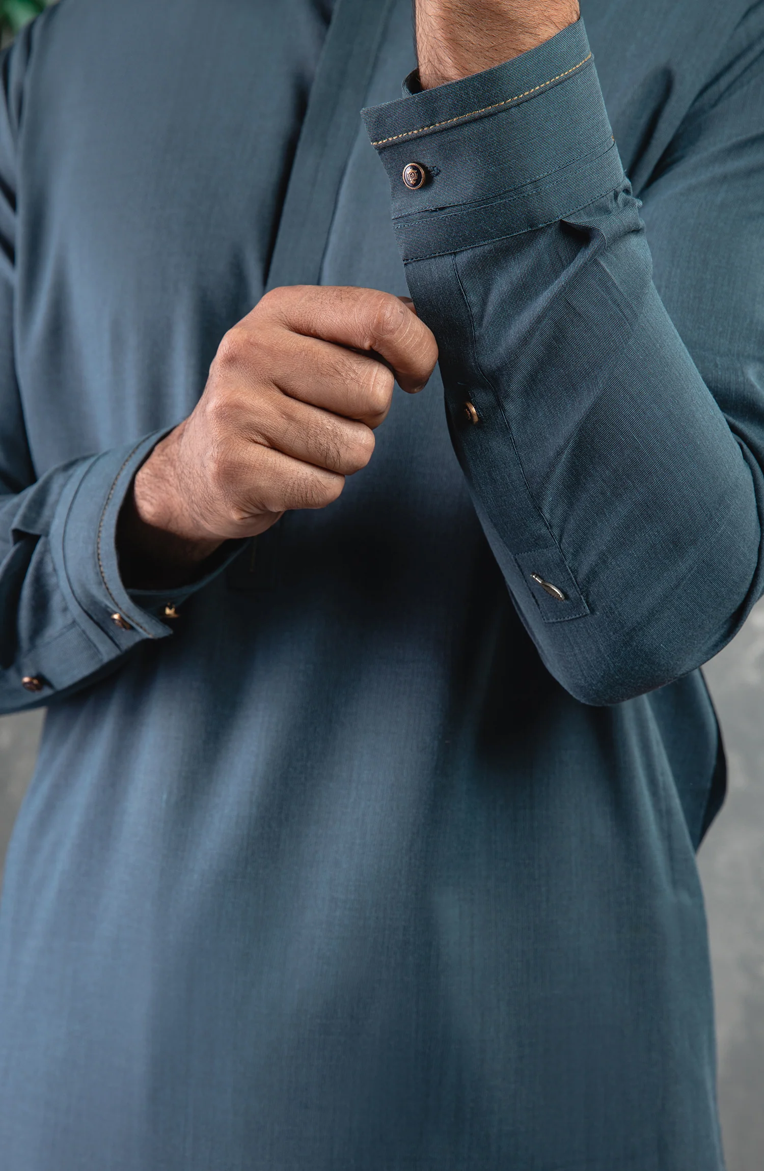 PRE WINTER'22 MEN KAMEEZ SHALWAR CASUAL TEAL - Image 3
