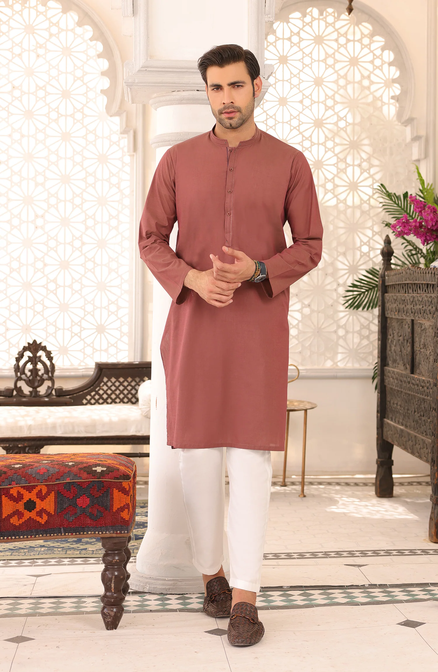 PRE WINTER'22 MEN KURTA CASUAL MAROON