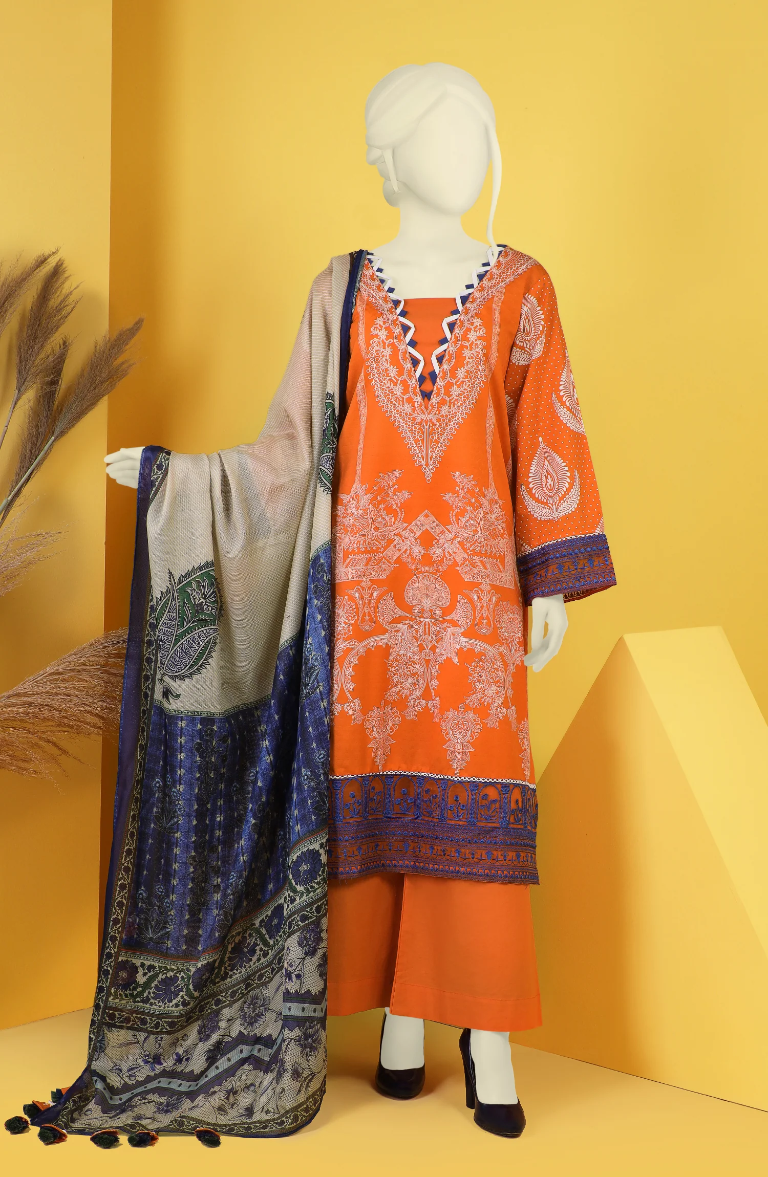 PRE WINTER'22 PERFECT DAY EMBROIDERED PRINTED SELF JACQUARD 3PC UNSTITCHED
