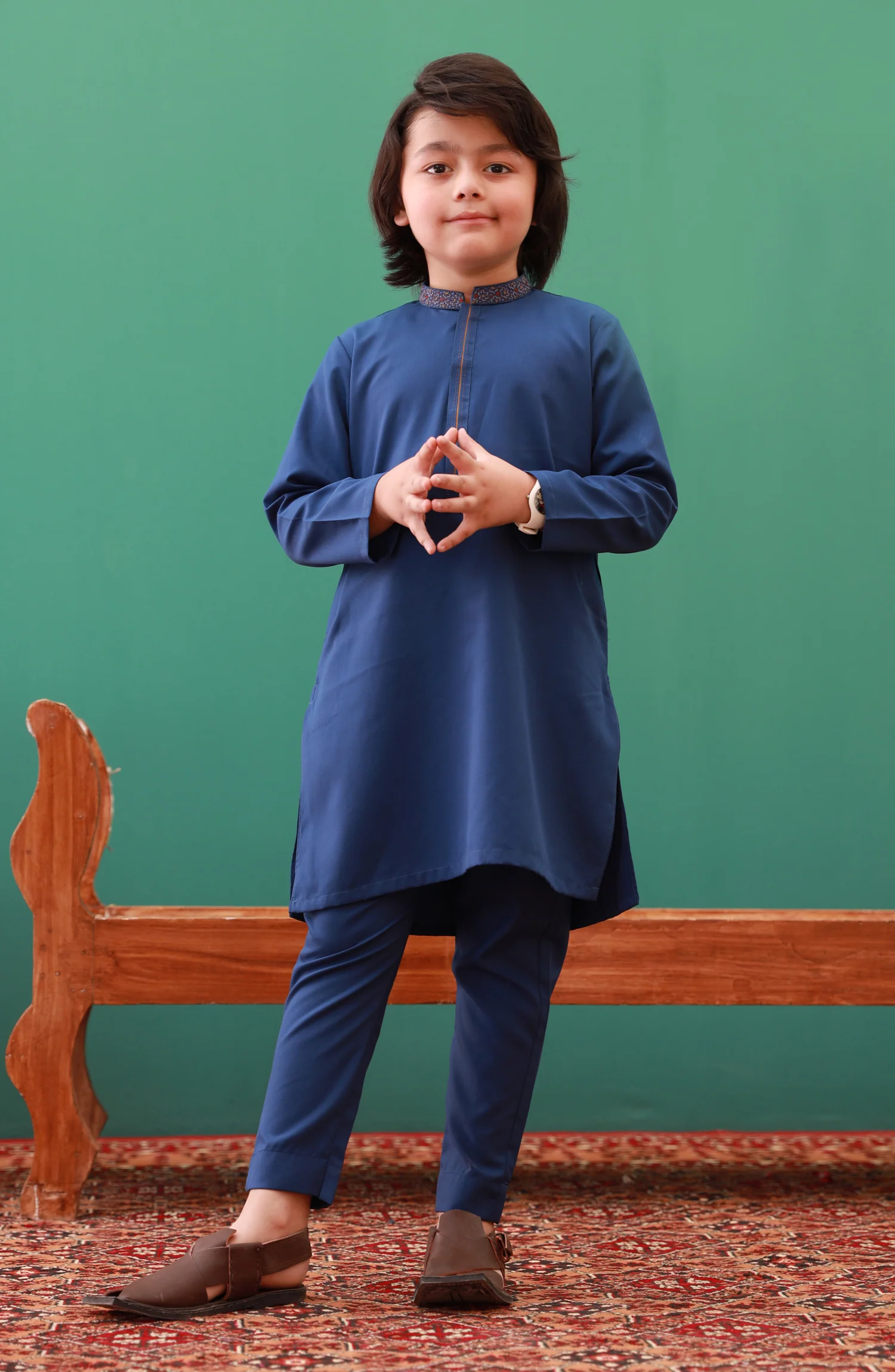 PRE WINTER'23 BOYS SEMI FORMAL KURTA PAJAMA INK BLUE