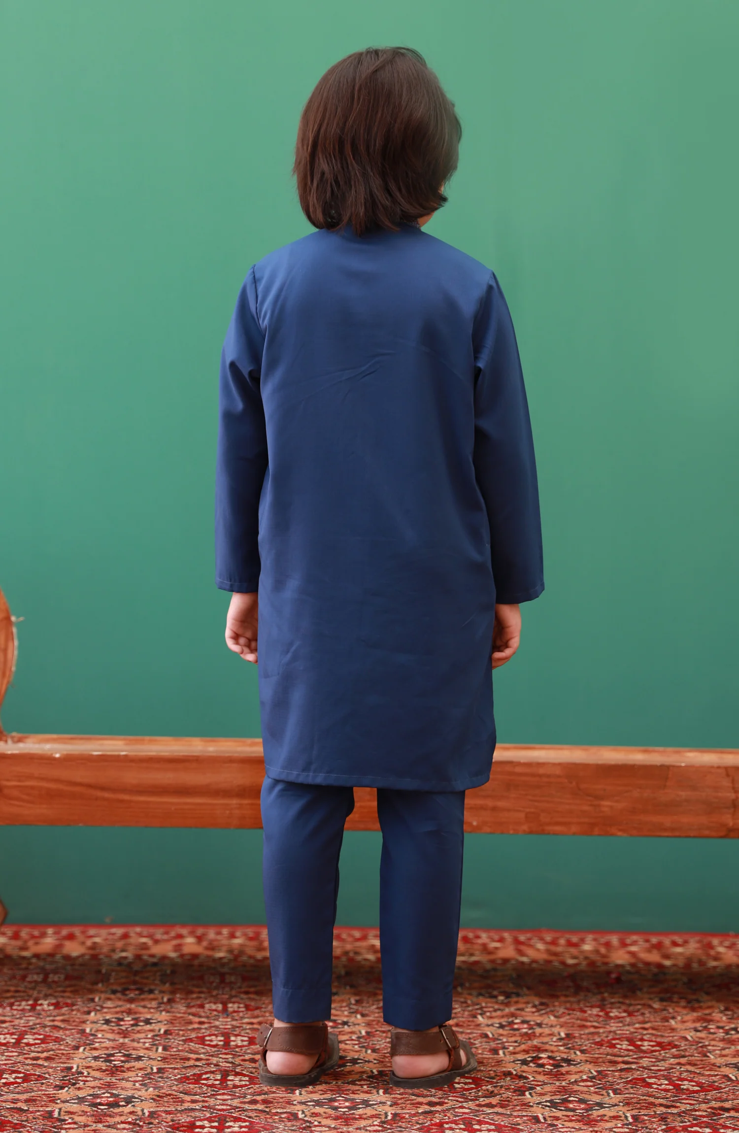 PRE WINTER'23 BOYS SEMI FORMAL KURTA PAJAMA INK BLUE - Image 2
