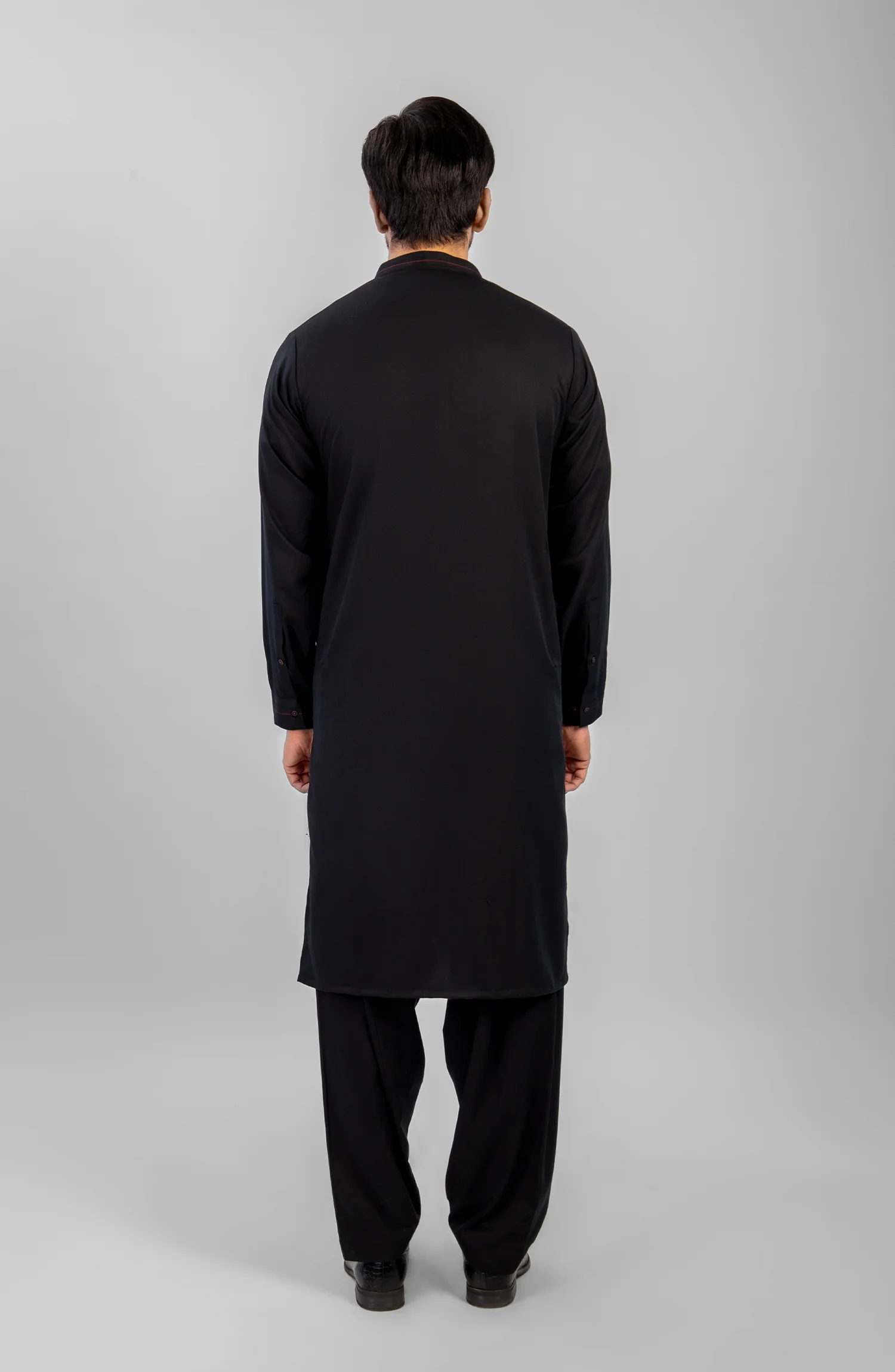 PRE WINTER'23 MEN KAMEEZ SHALWAR CASUAL BLACK - Image 4
