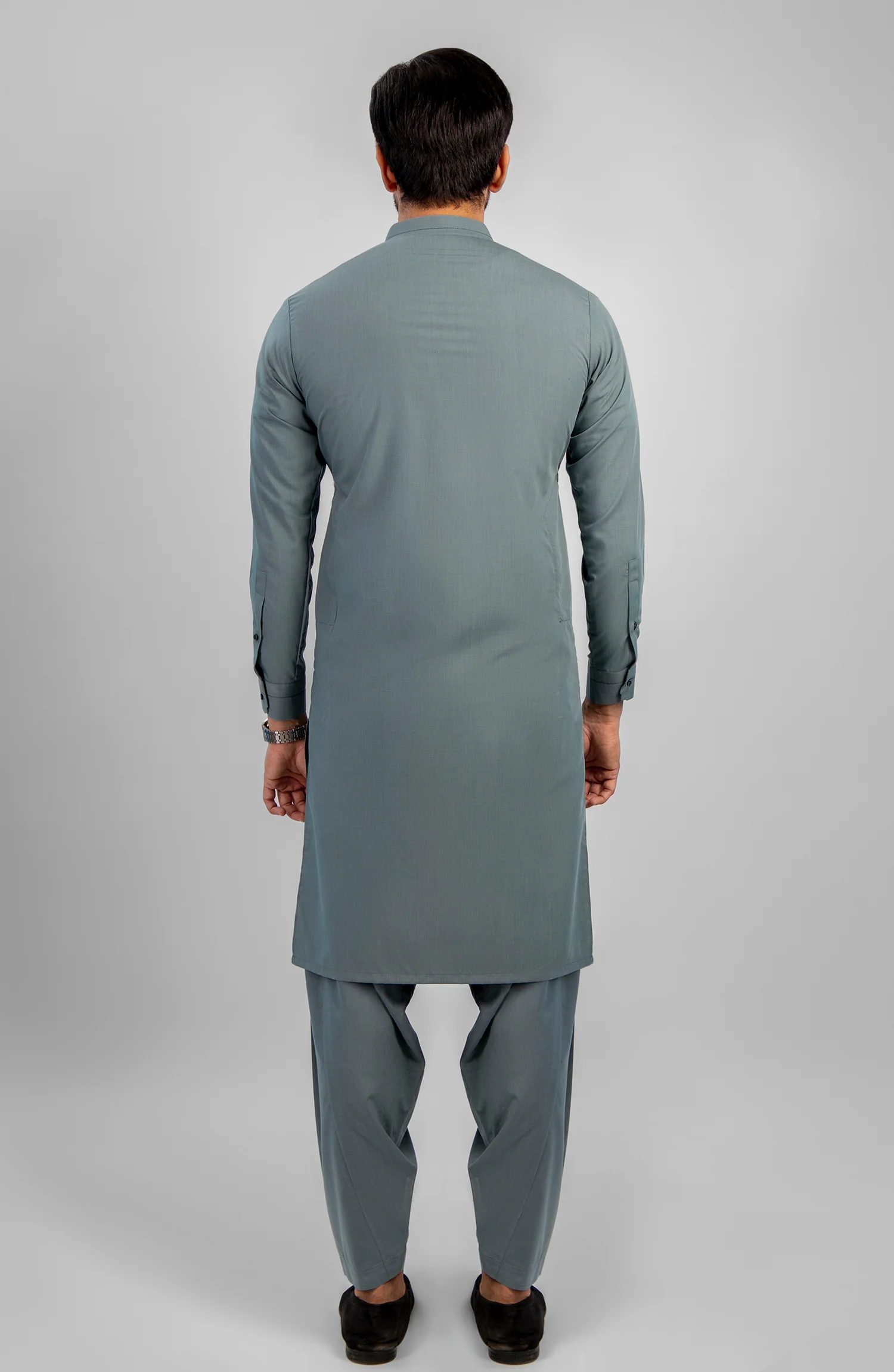PRE WINTER'23 MEN KAMEEZ SHALWAR CASUAL GREEN - Image 3