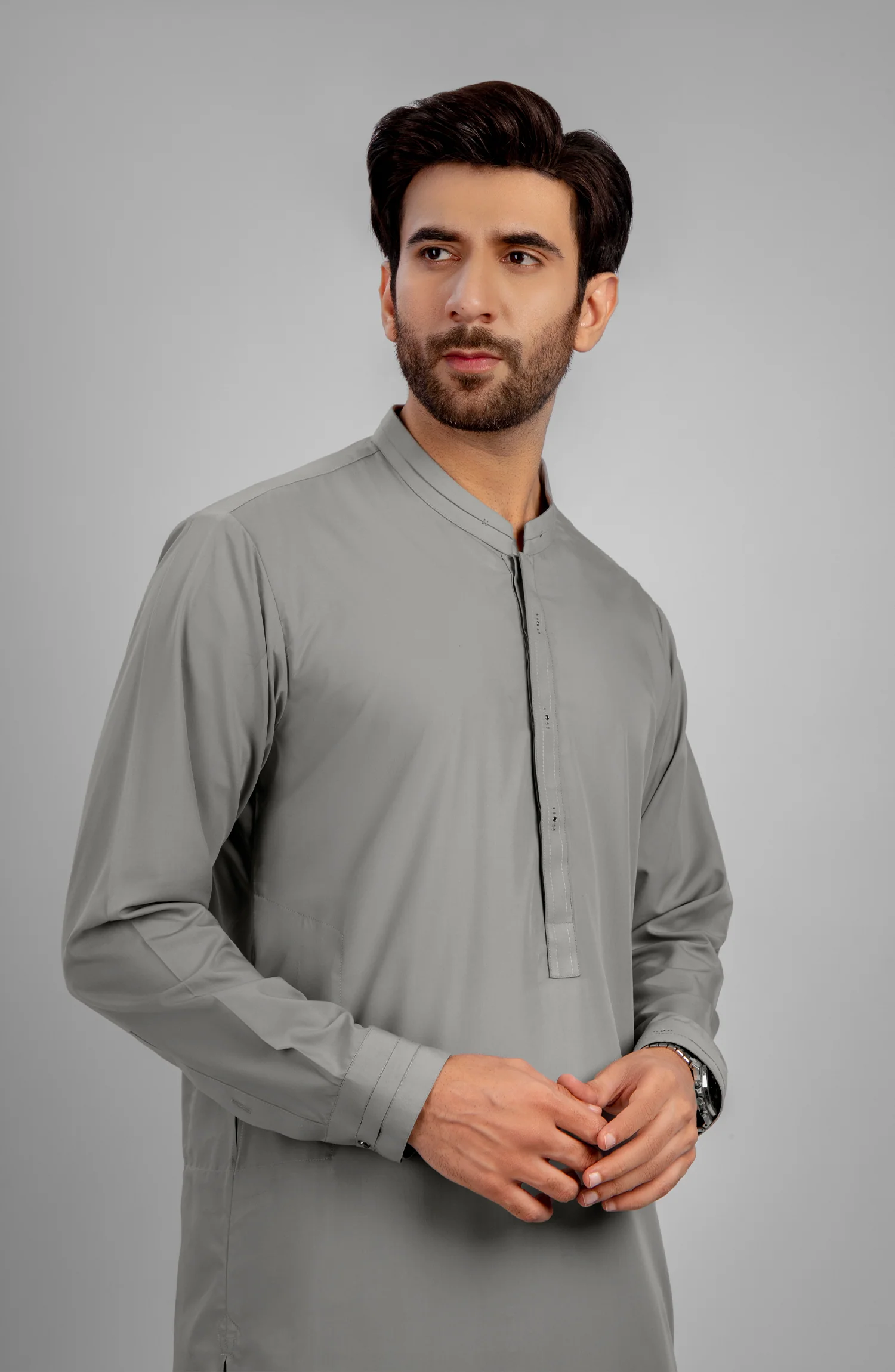 PRE WINTER'23 MEN KAMEEZ SHALWAR CASUAL GREY - Image 2