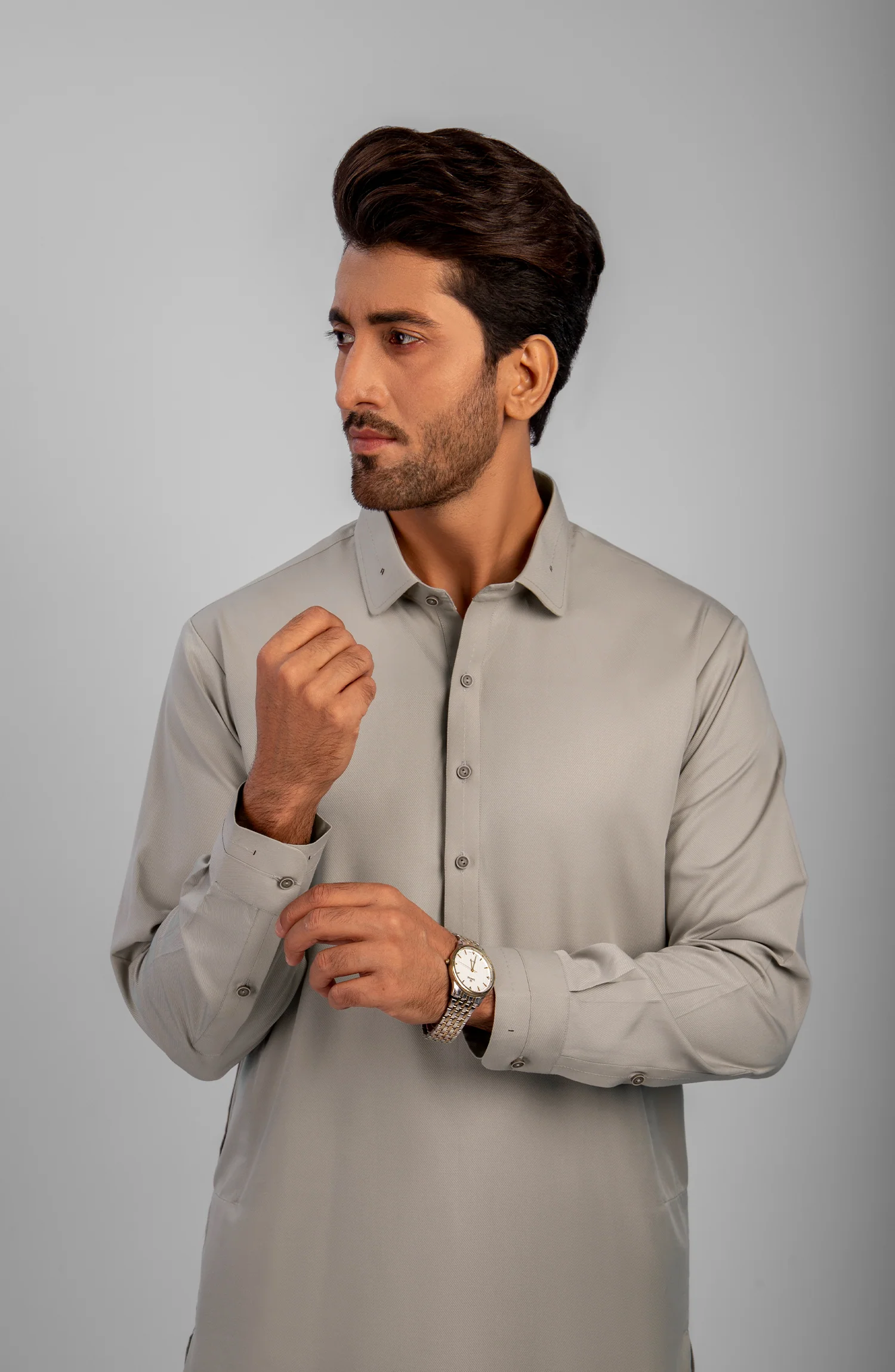 PRE WINTER'23 MEN KAMEEZ SHALWAR CASUAL ICE GREY - Image 2