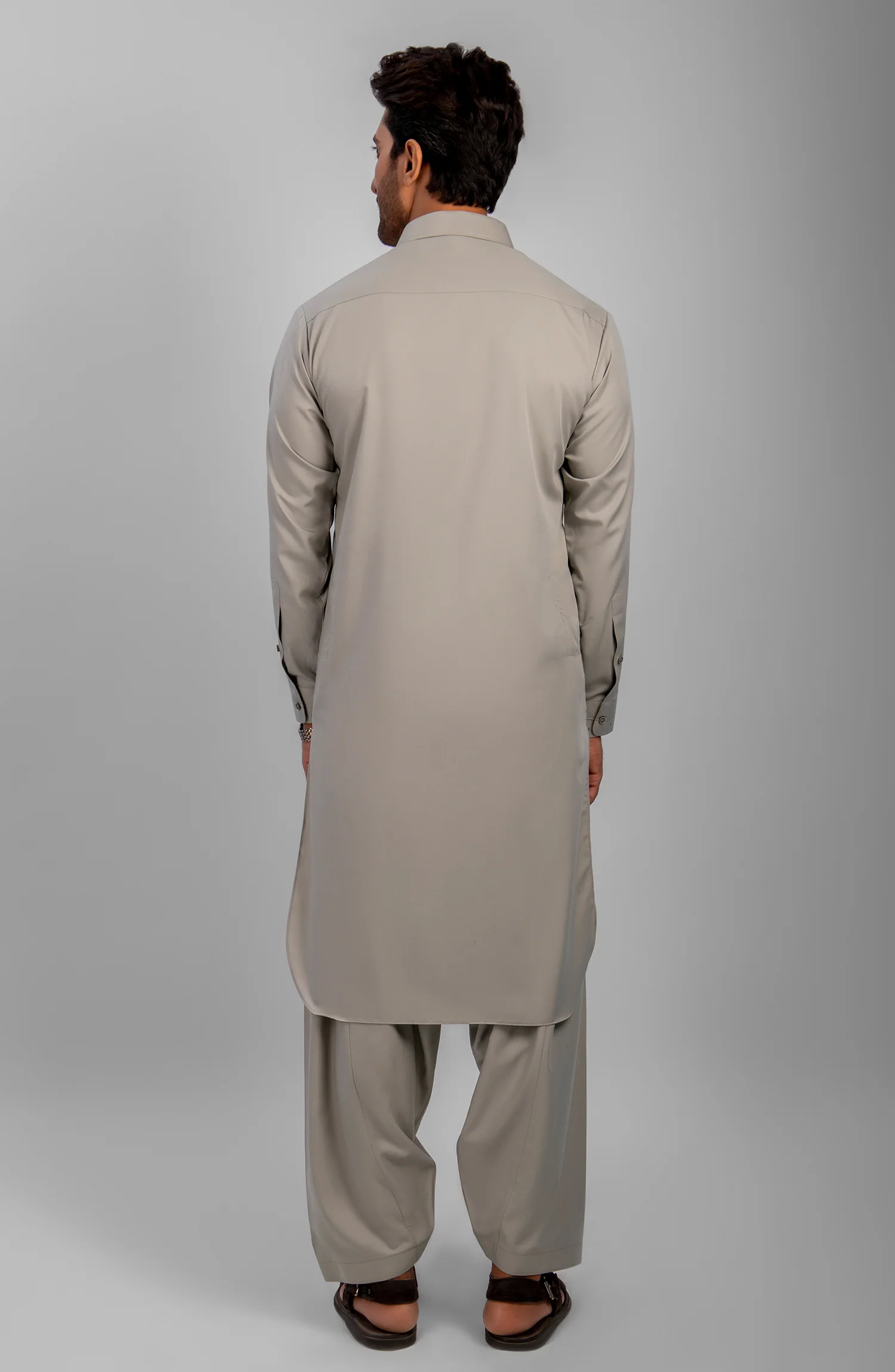 PRE WINTER'23 MEN KAMEEZ SHALWAR CASUAL ICE GREY - Image 3