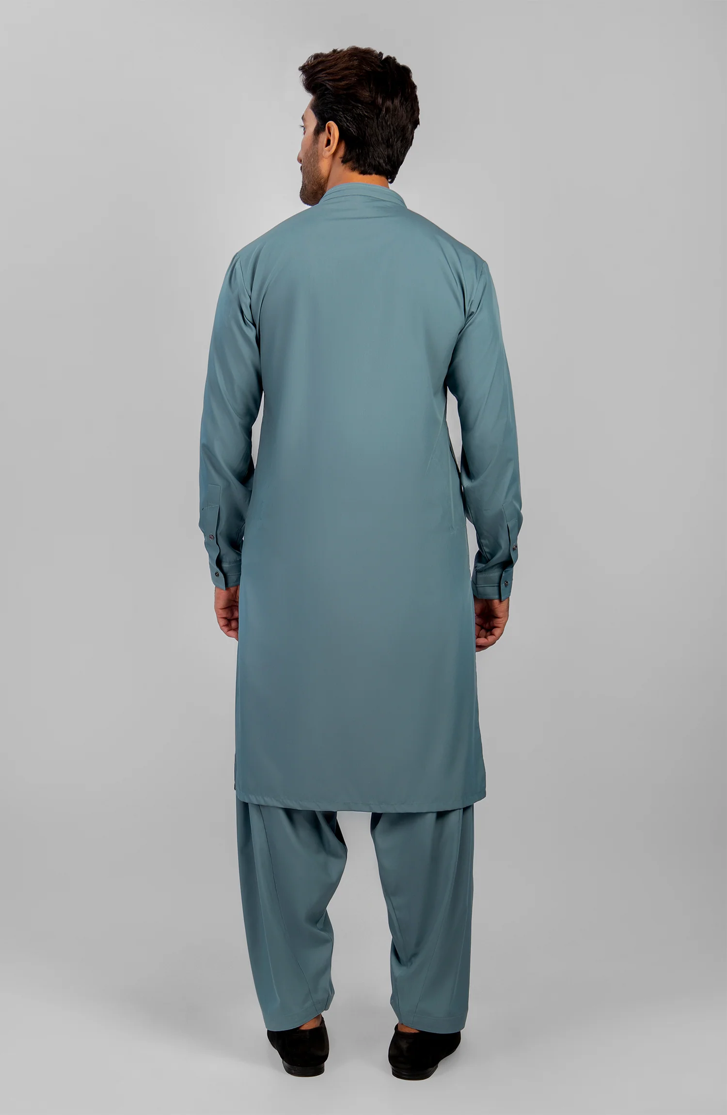 PRE WINTER'23 MEN KAMEEZ SHALWAR CASUAL TEAL - Image 3