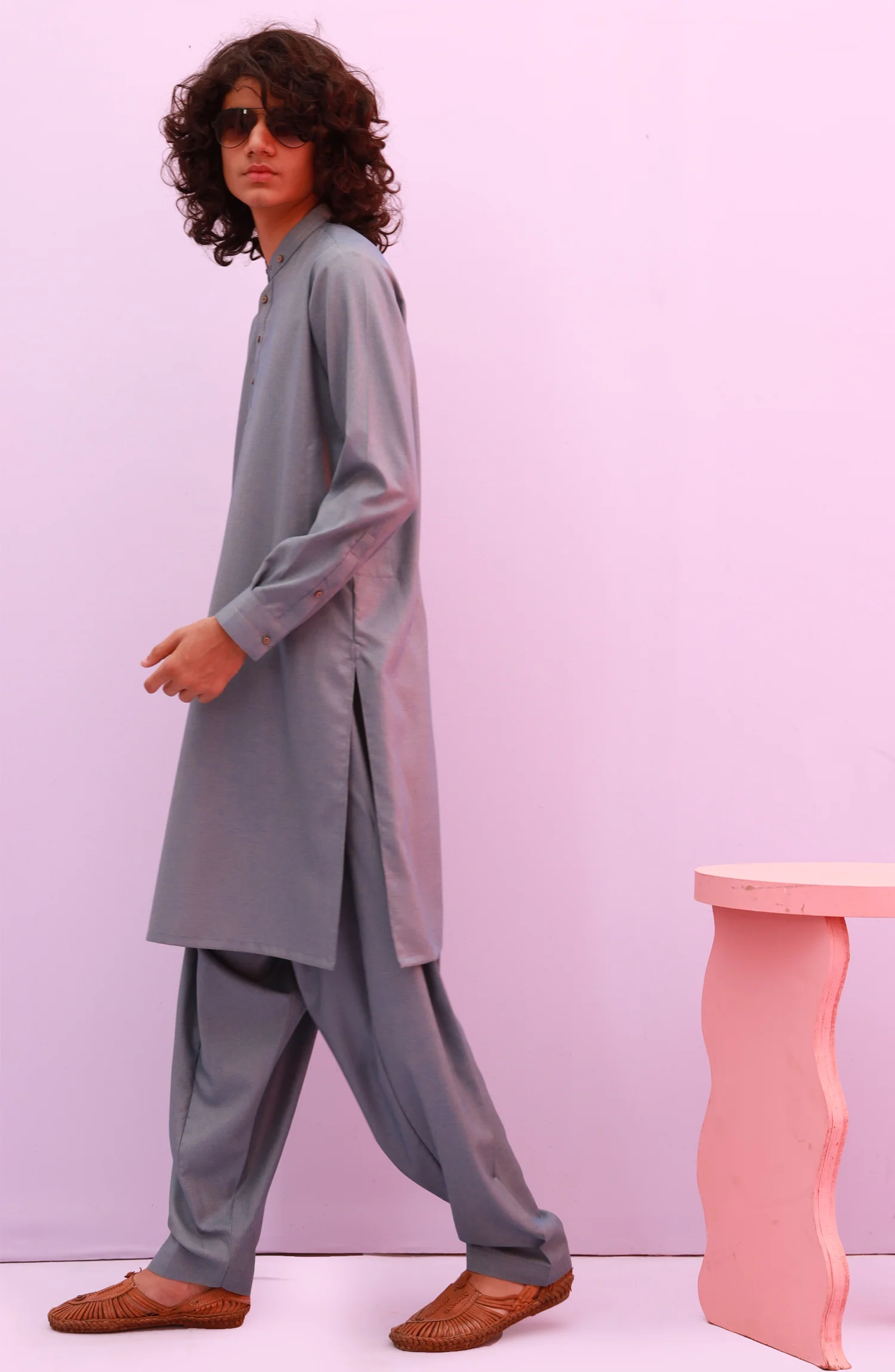 PRE WINTER'23 TEENS KURTA PAJAMA CASUAL SHARP BLUE - Image 2