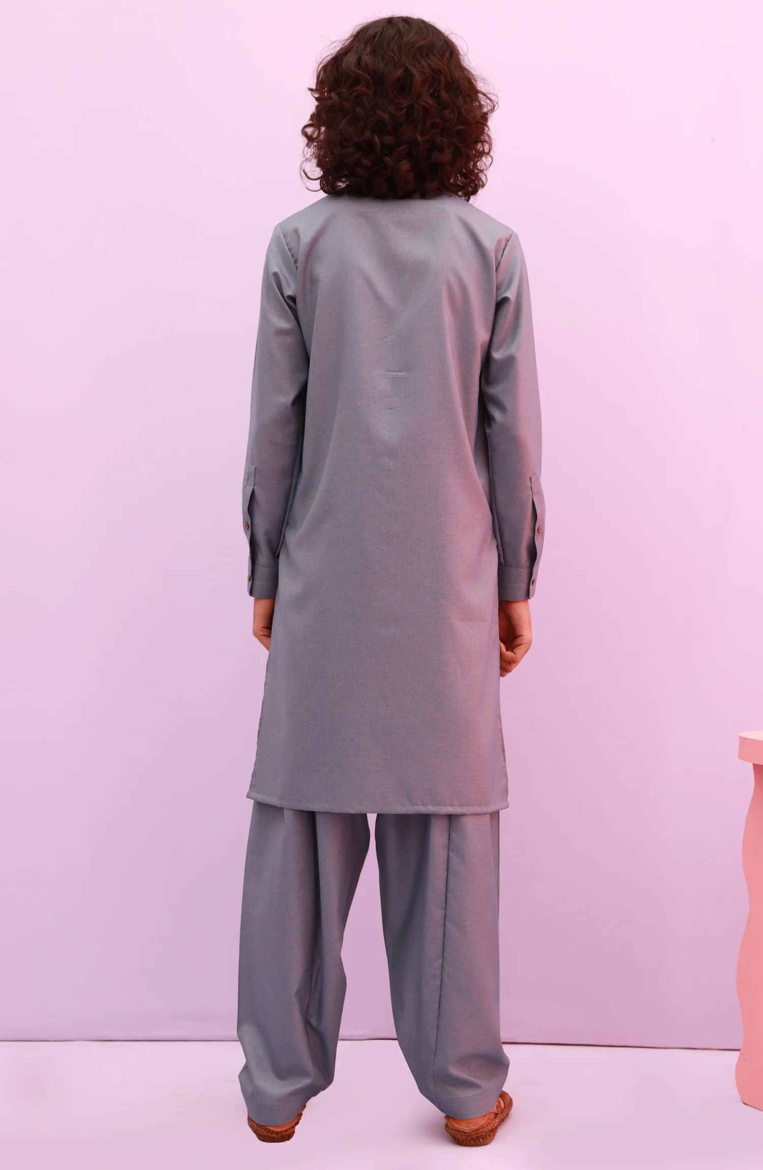 PRE WINTER'23 TEENS KURTA PAJAMA CASUAL SHARP BLUE - Image 3
