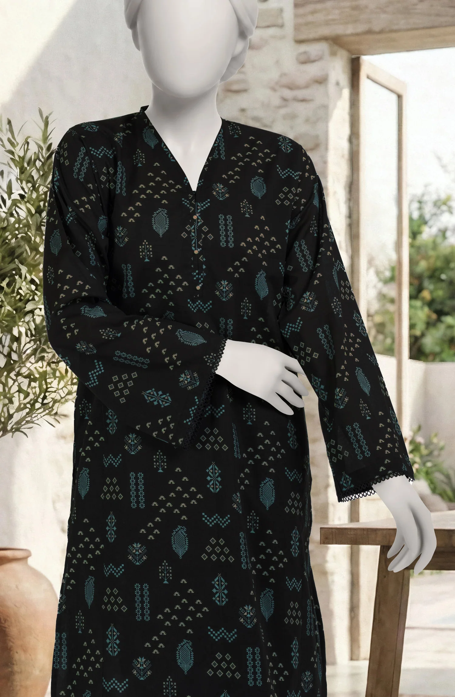 PRINTED CAMBRIC STITCHED 2 PIECE - Image 2