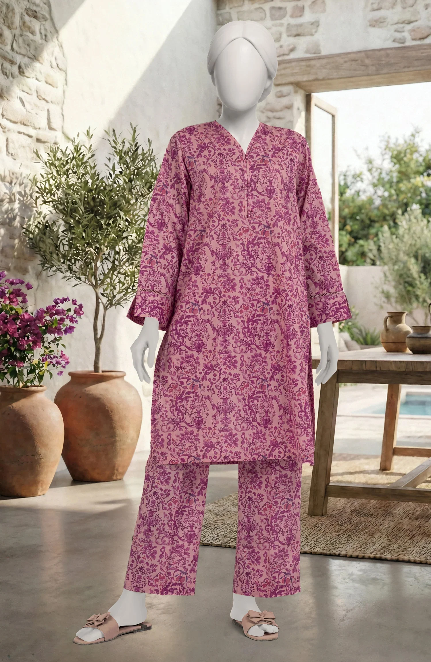 PRINTED CAMBRIC STITCHED 2 PIECE - Image 2