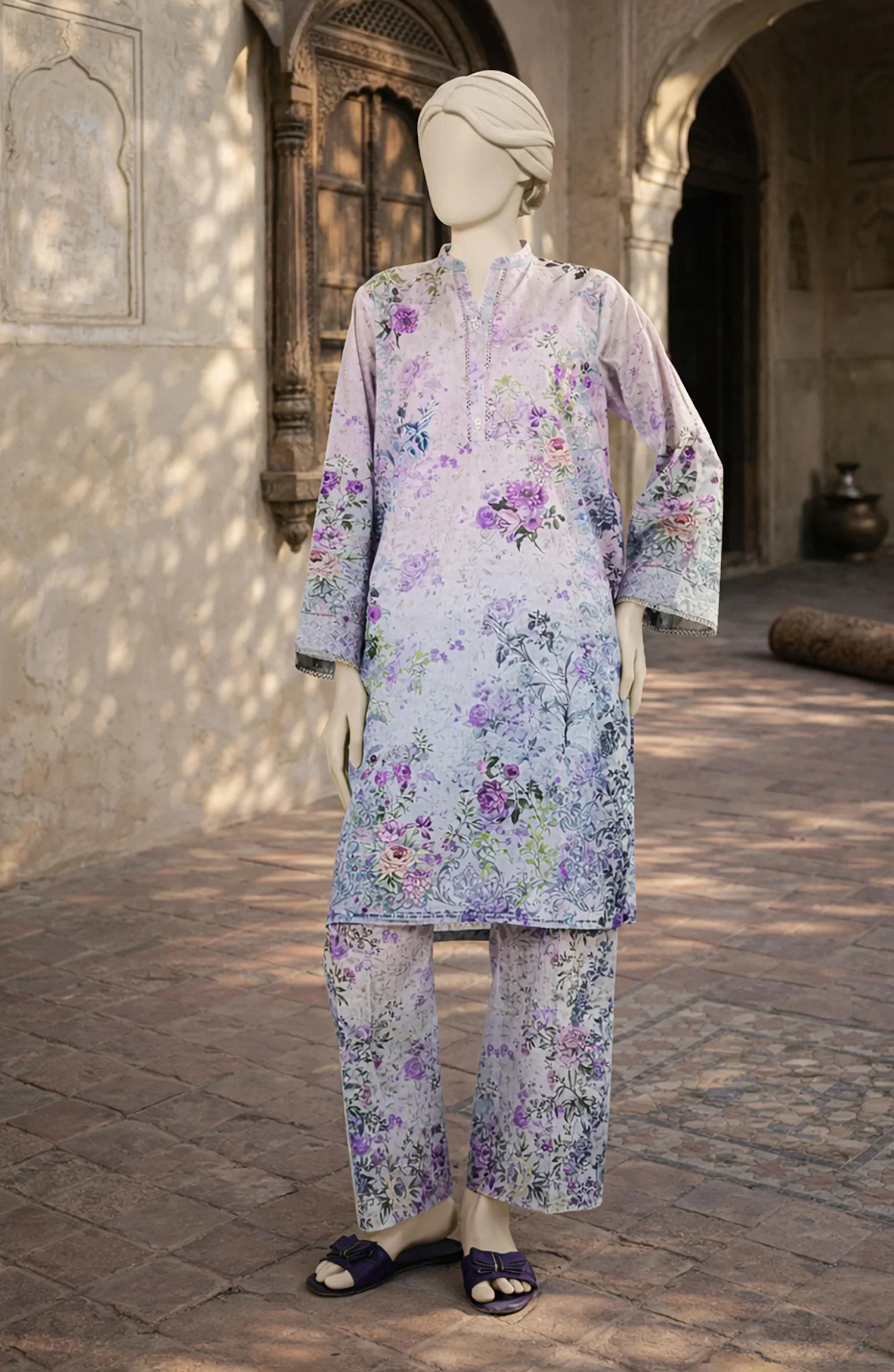 PRINTED CAMBRIC STITCHED 2 PIECE