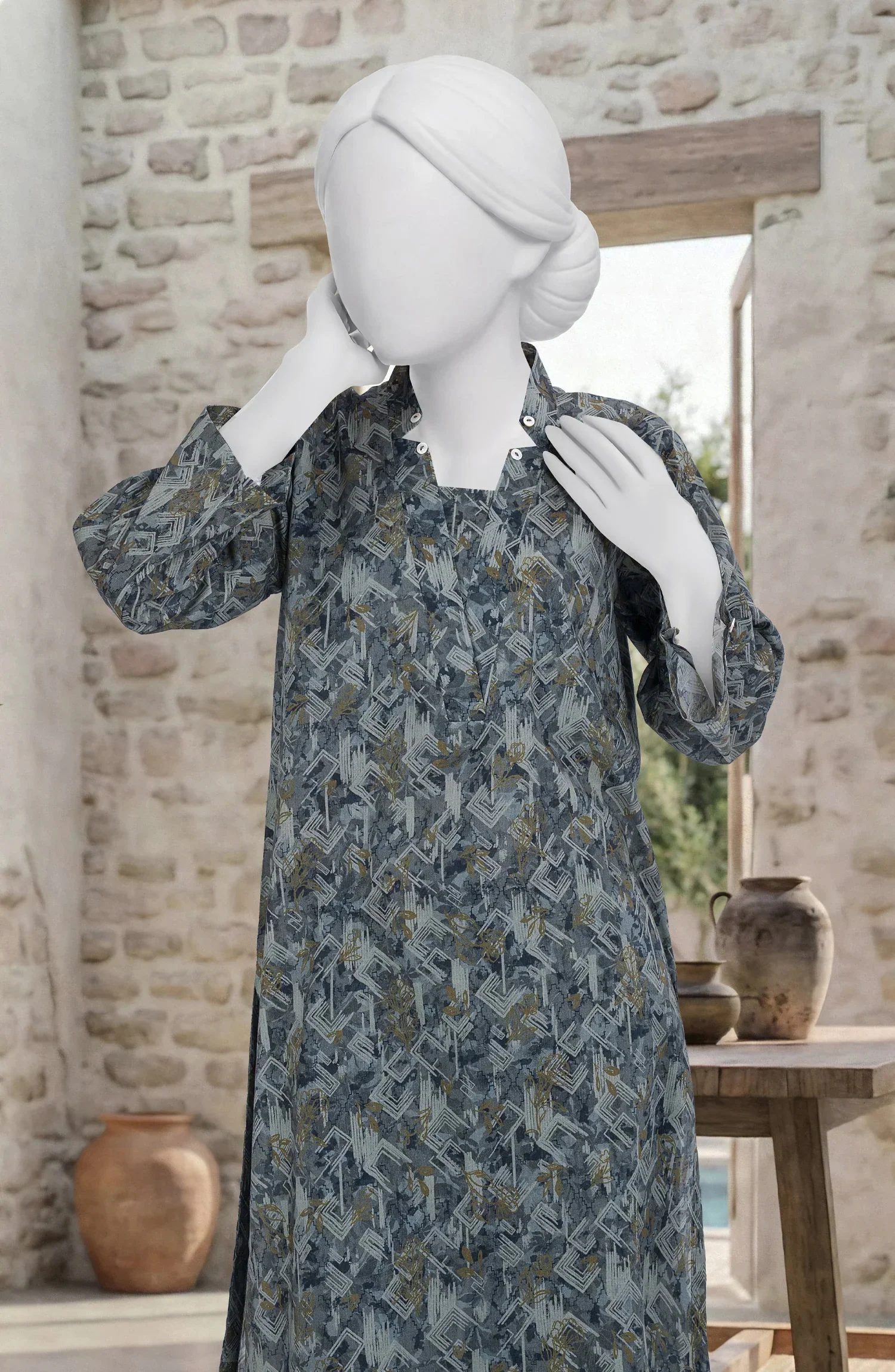 PRINTED CAMBRIC STITCHED 2 PIECE - Image 5