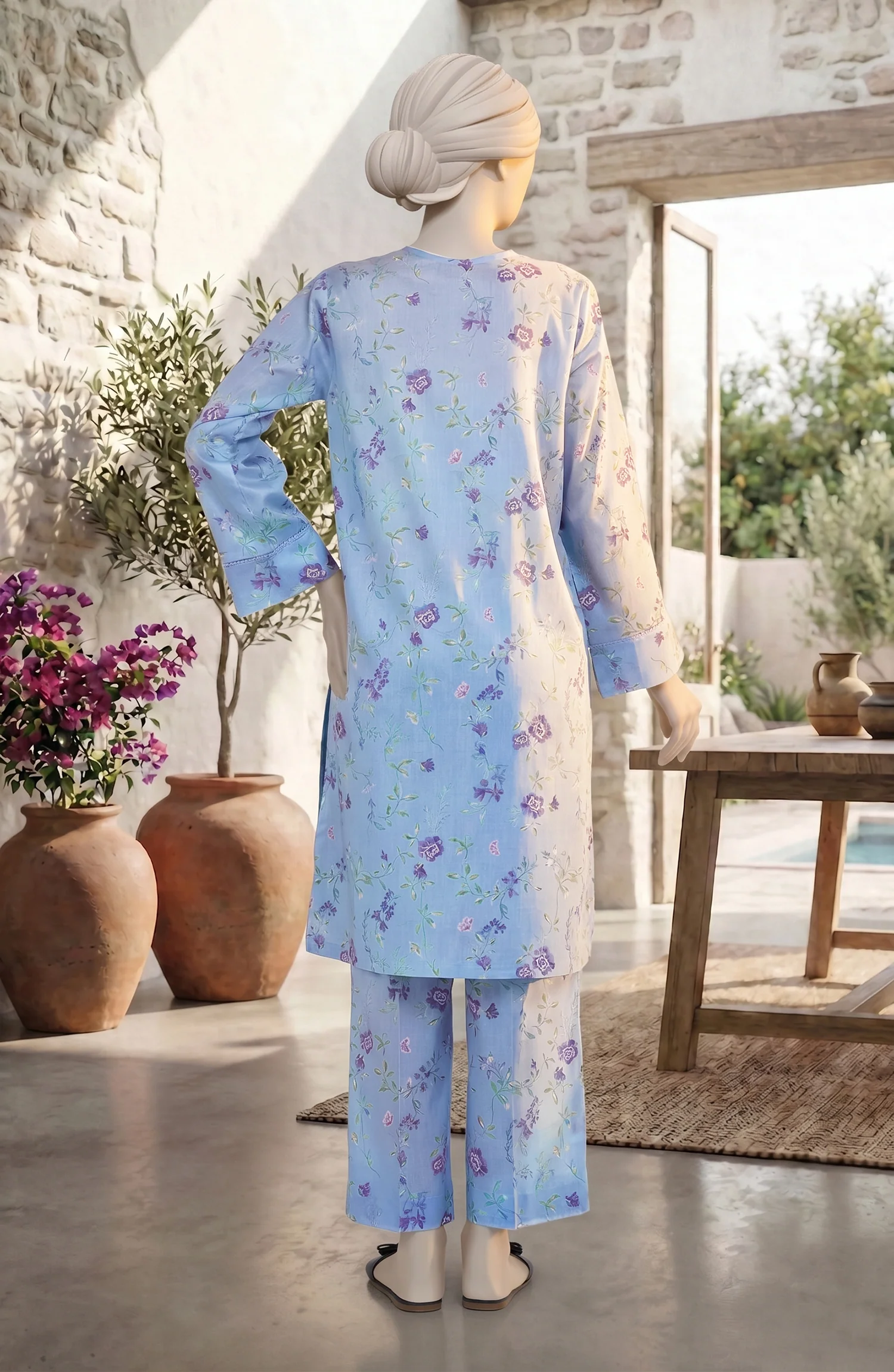 PRINTED CAMBRIC STITCHED 2 PIECE - Image 4