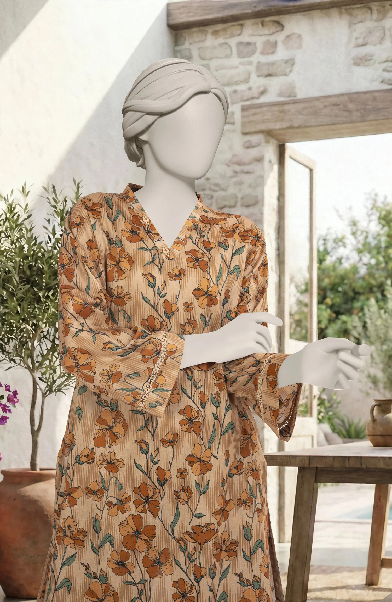 PRINTED CAMBRIC STITCHED 2 PIECE - Image 2
