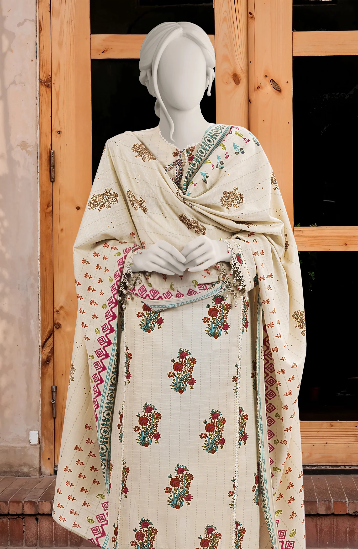 PRINTED COTTON VISCOSE 3PCS UNSTITCHED - Image 3