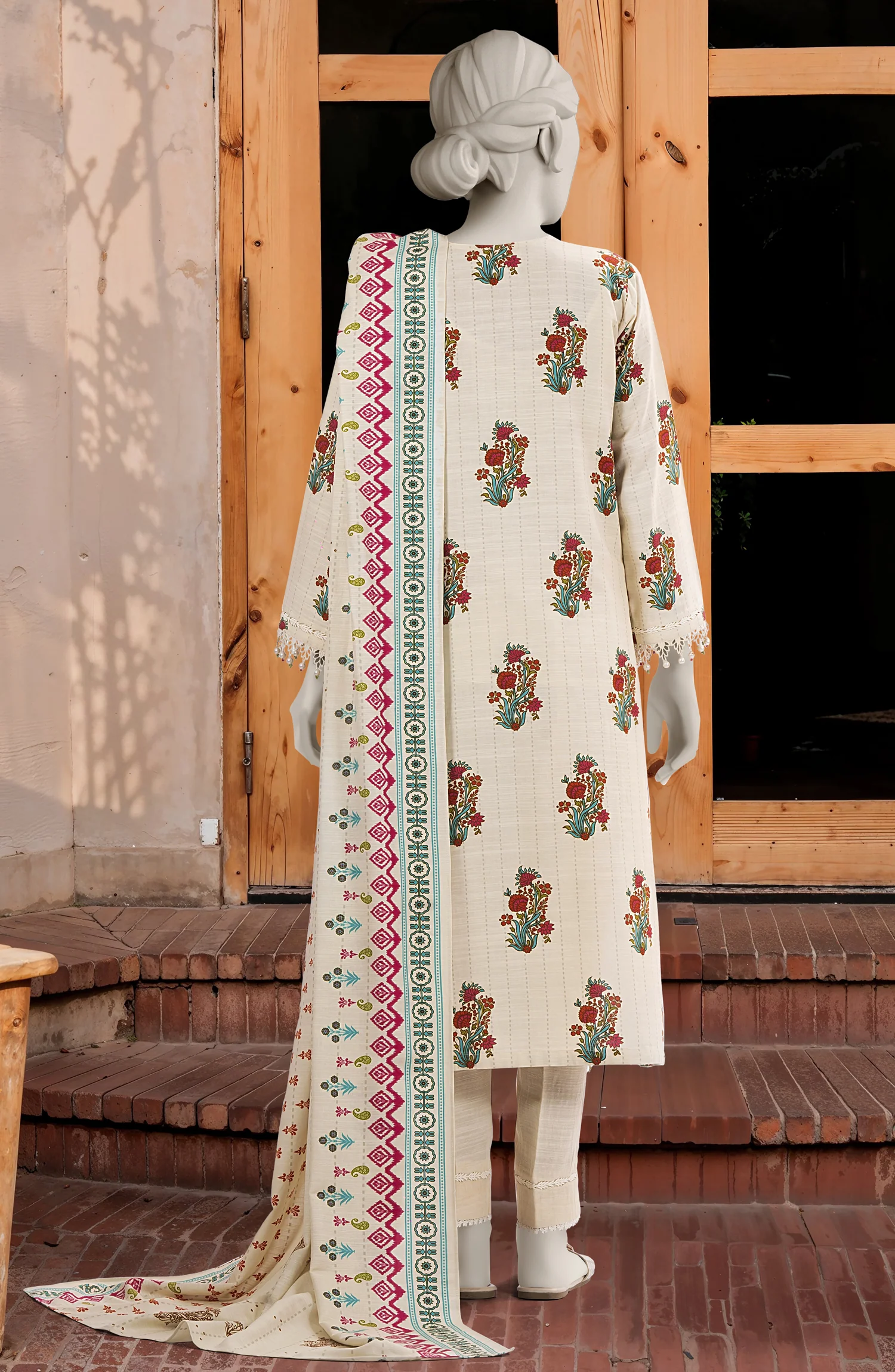 PRINTED COTTON VISCOSE 3PCS UNSTITCHED - Image 4
