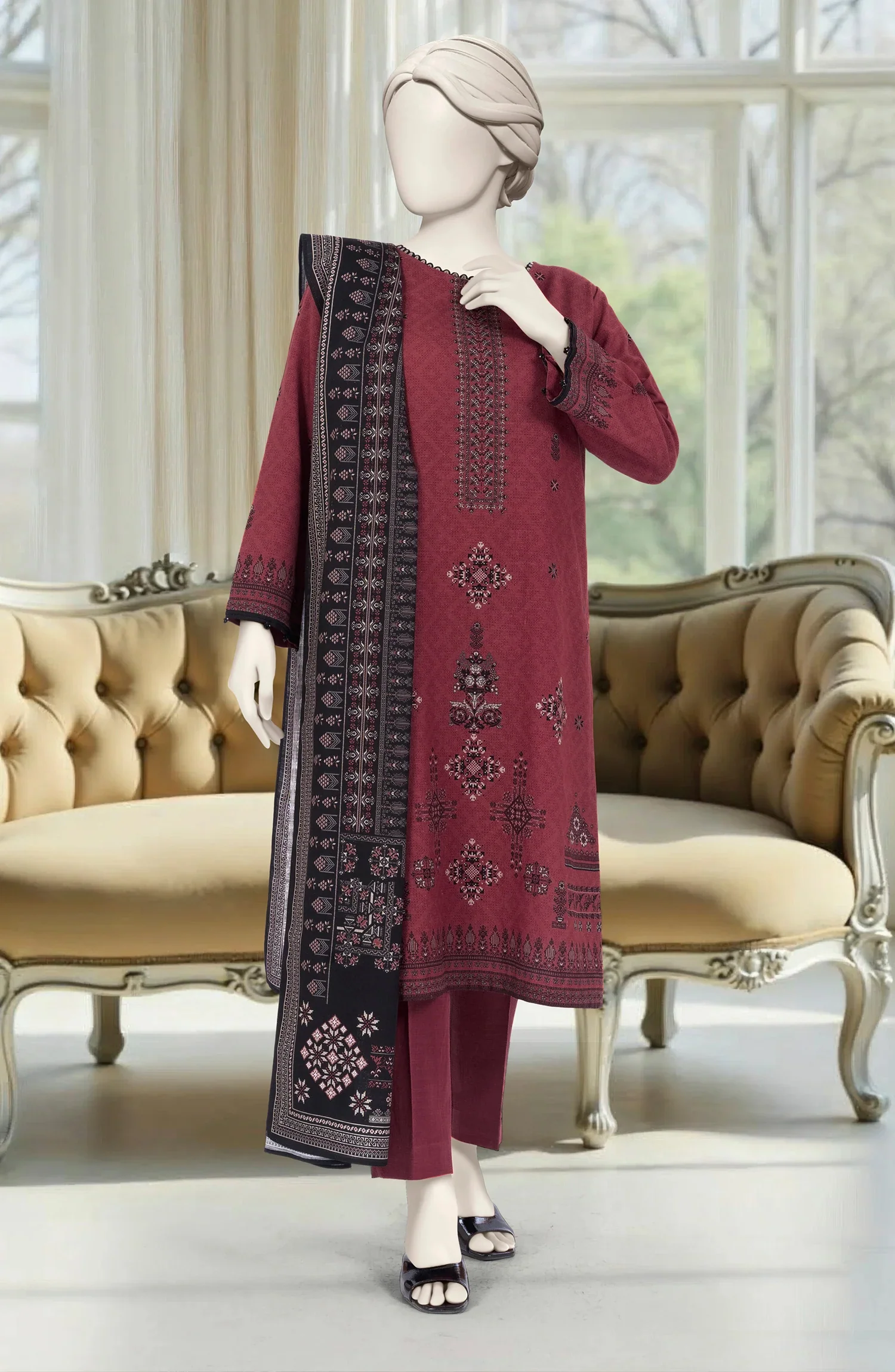 PRINTED KHADDAR 3PCS UNSTITCHED - Image 2