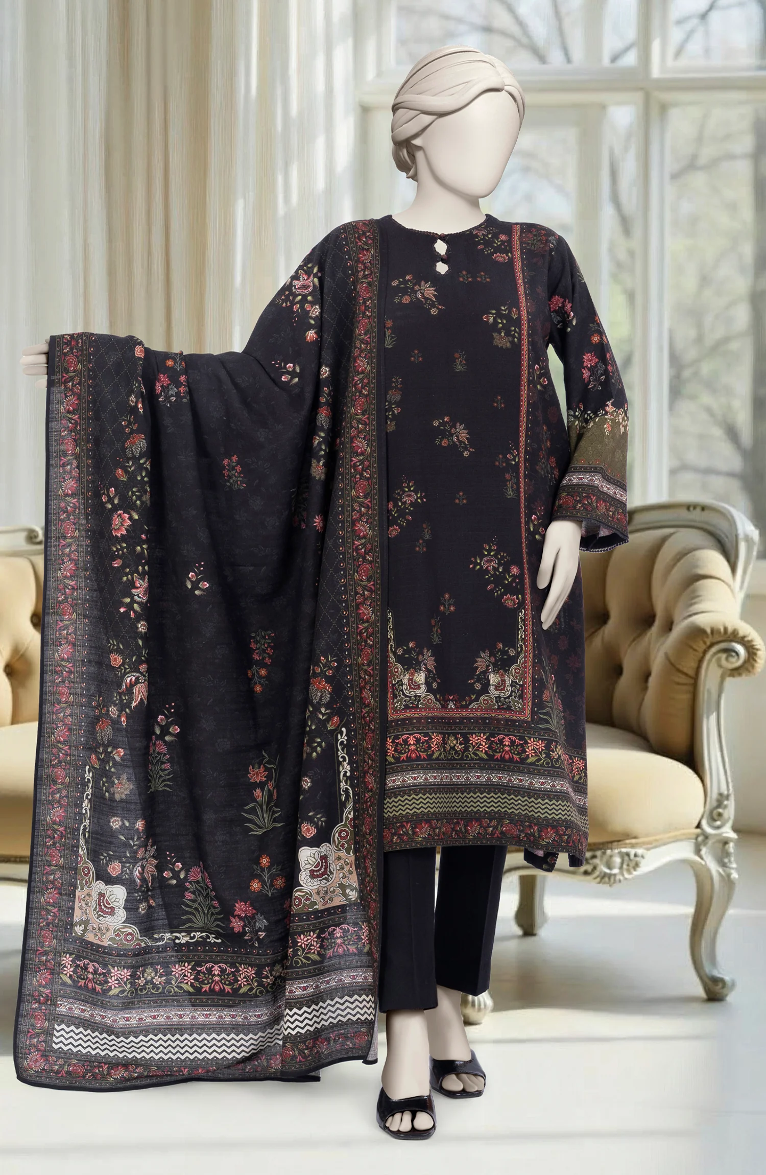 PRINTED KHADDAR 3PCS UNSTITCHED - Image 2