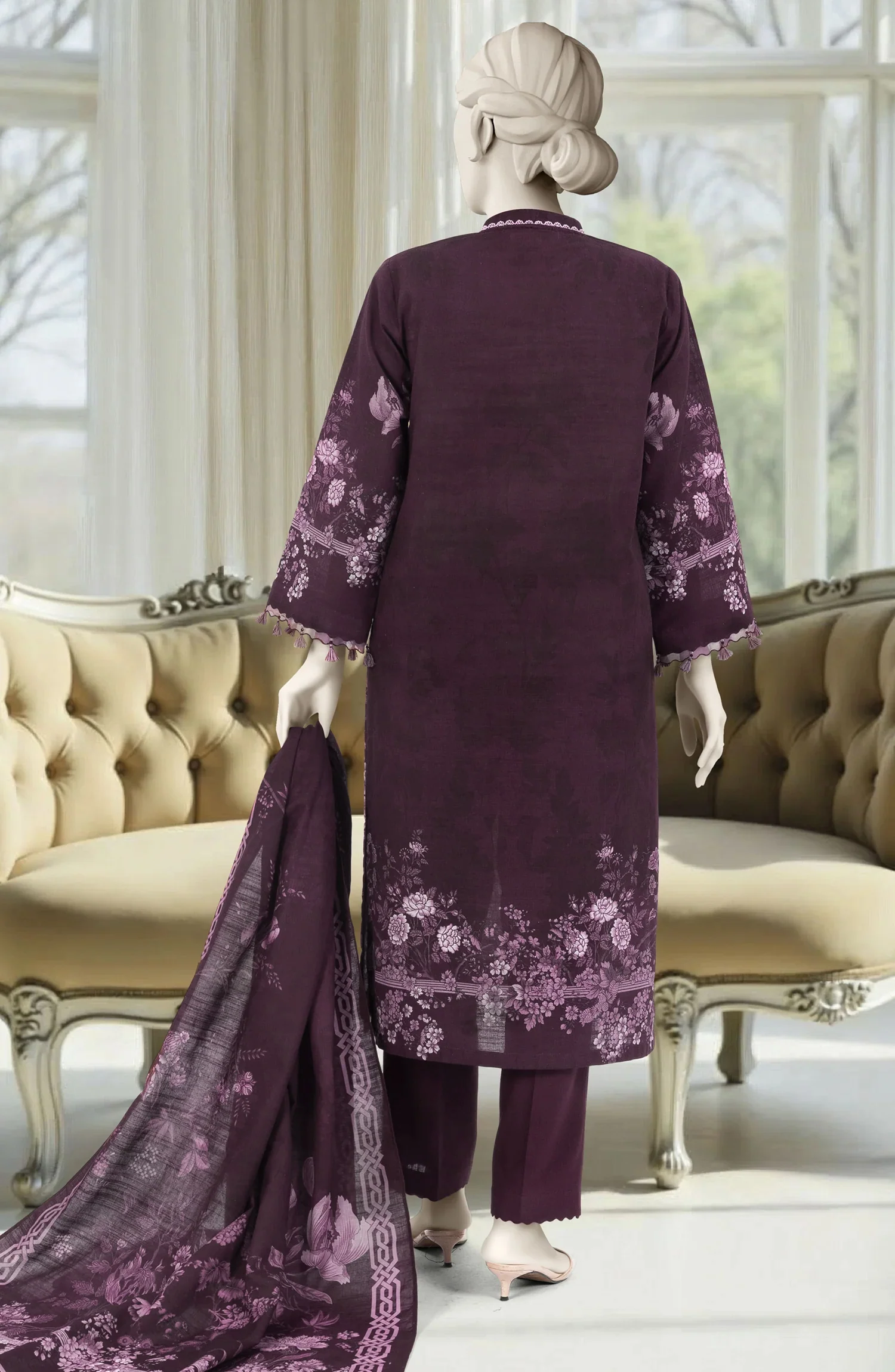 PRINTED KHADDAR 3PCS UNSTITCHED - Image 3