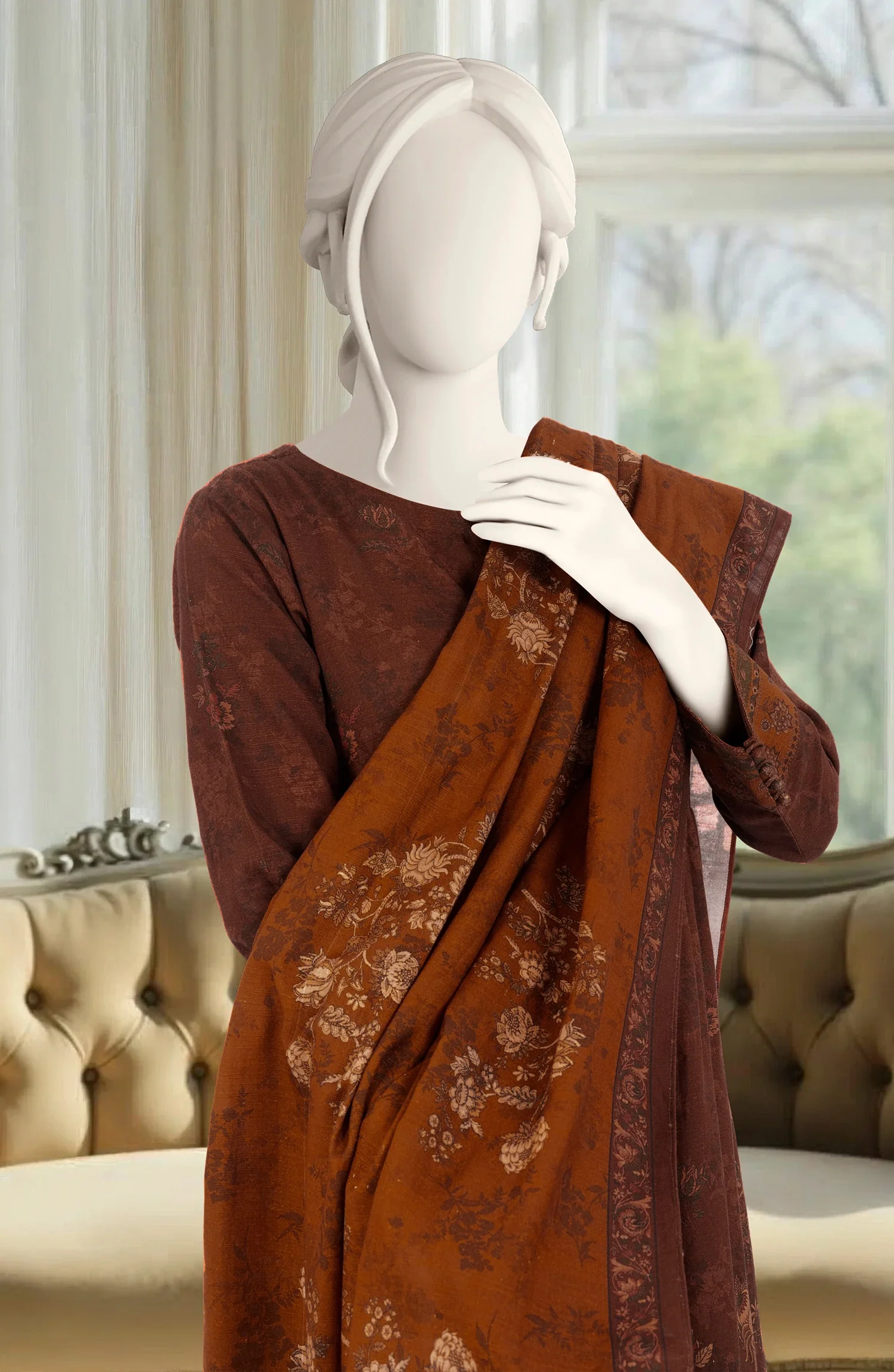 PRINTED KHADDAR 3PCS UNSTITCHED - Image 2