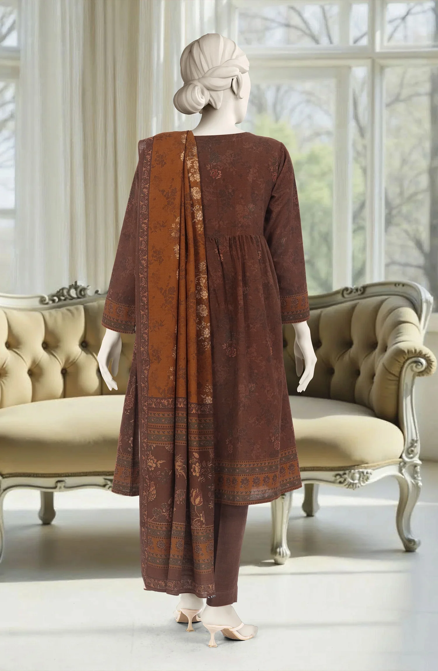 PRINTED KHADDAR 3PCS UNSTITCHED - Image 3