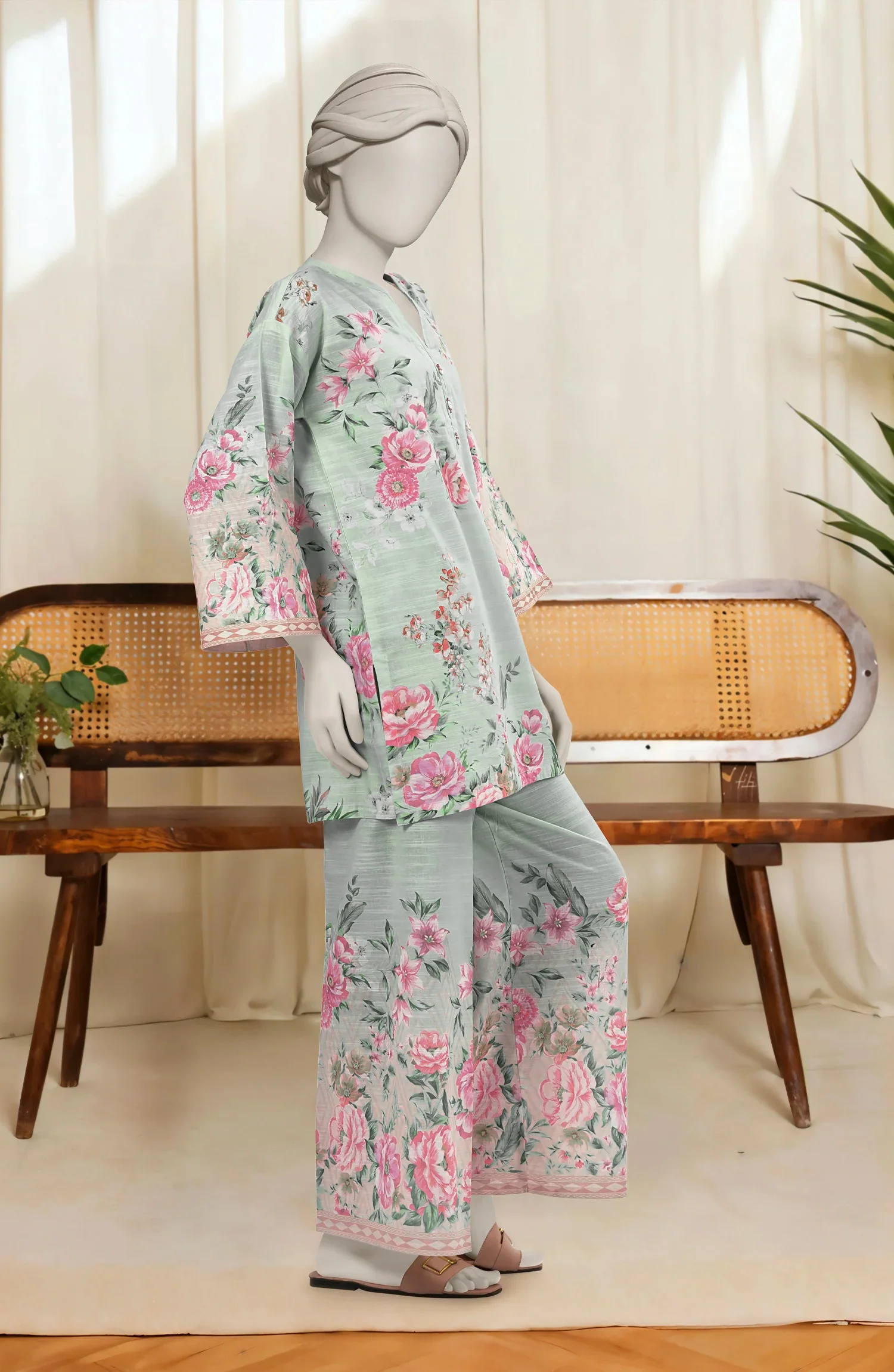 PRINTED KHADDAR STITCHED 2 PIECE - Image 2