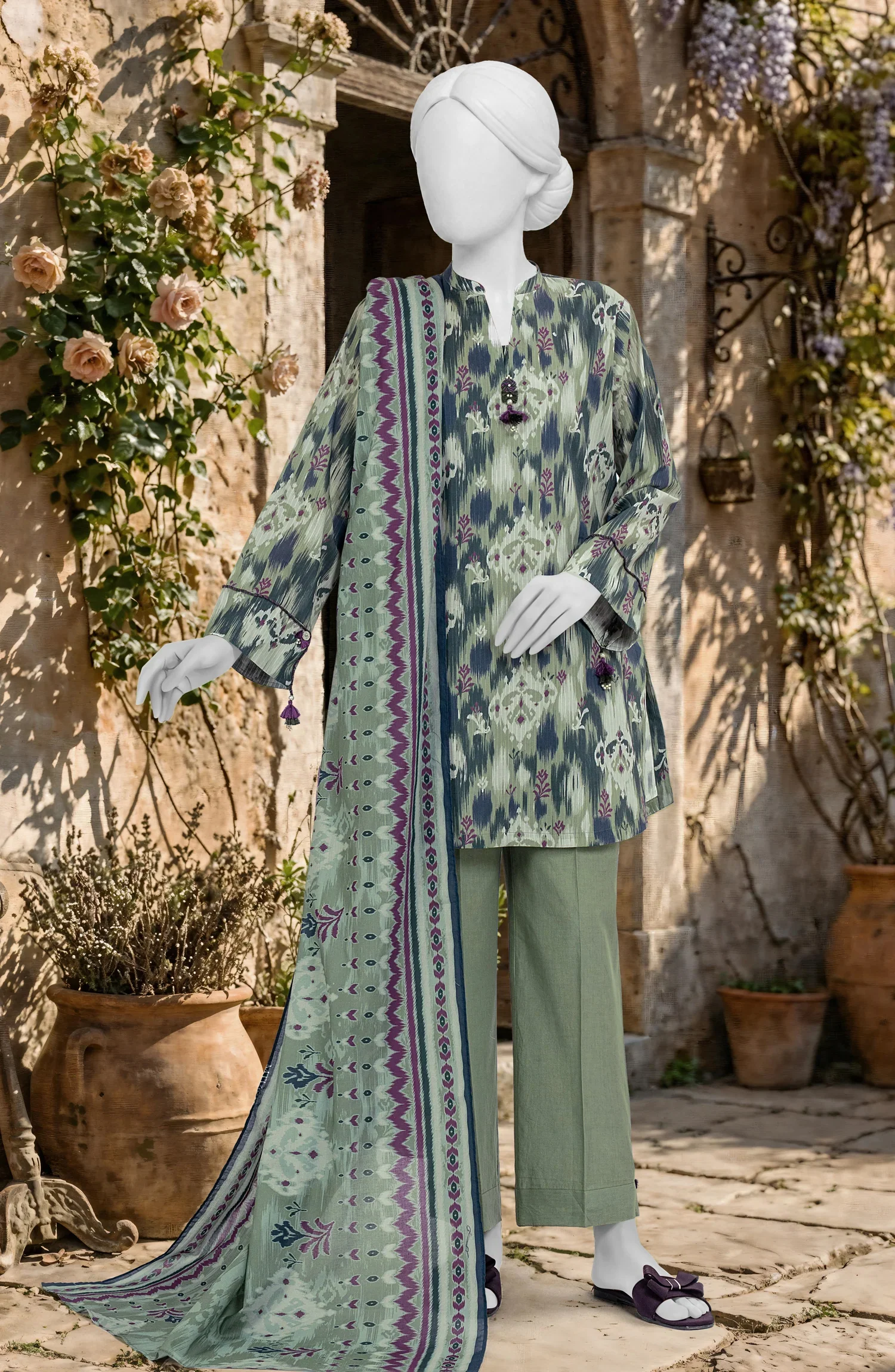 PRINTED TEXTURED LAWN 3PCS UNSTITCHED