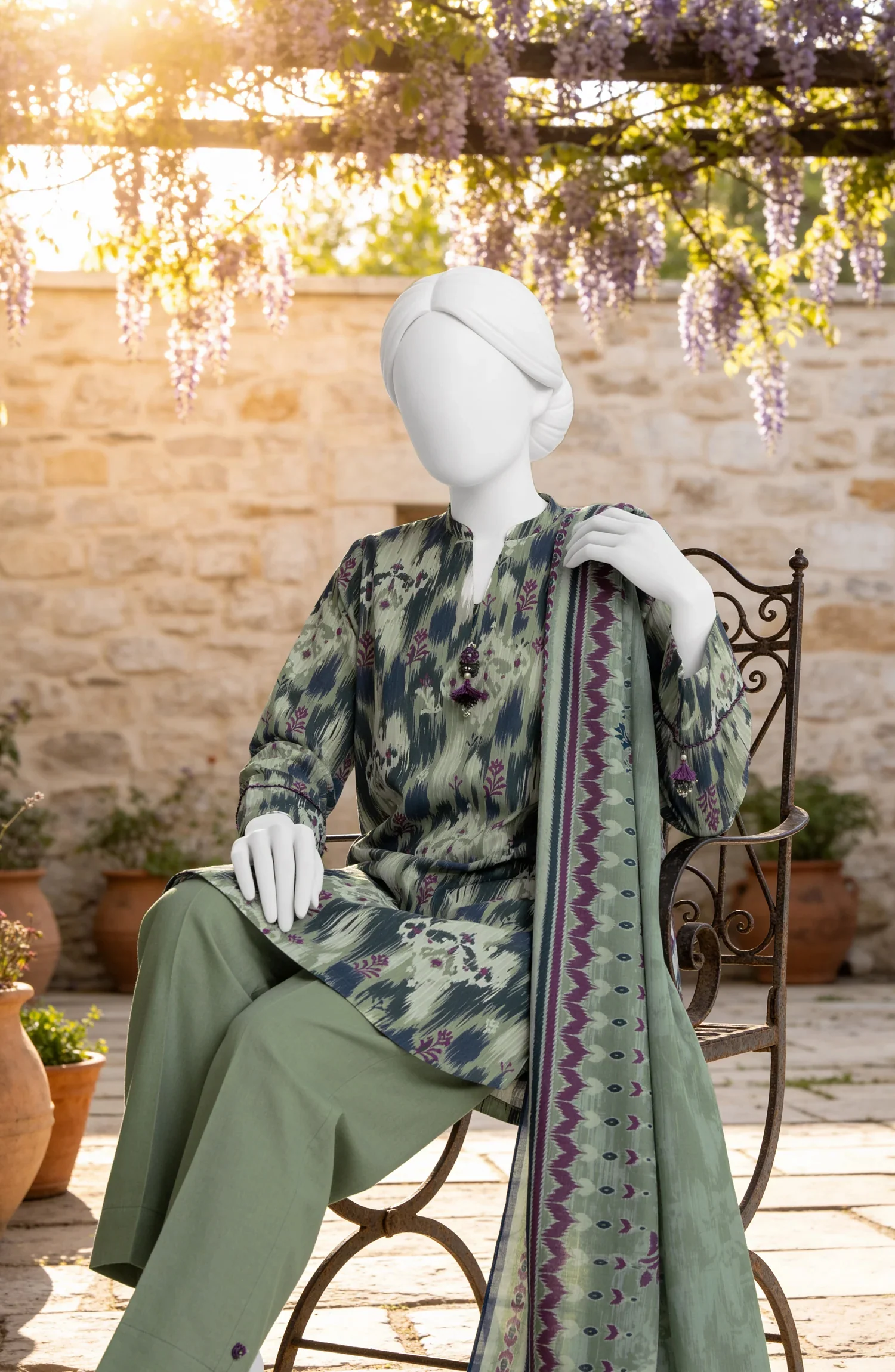 PRINTED TEXTURED LAWN 3PCS UNSTITCHED - Image 4