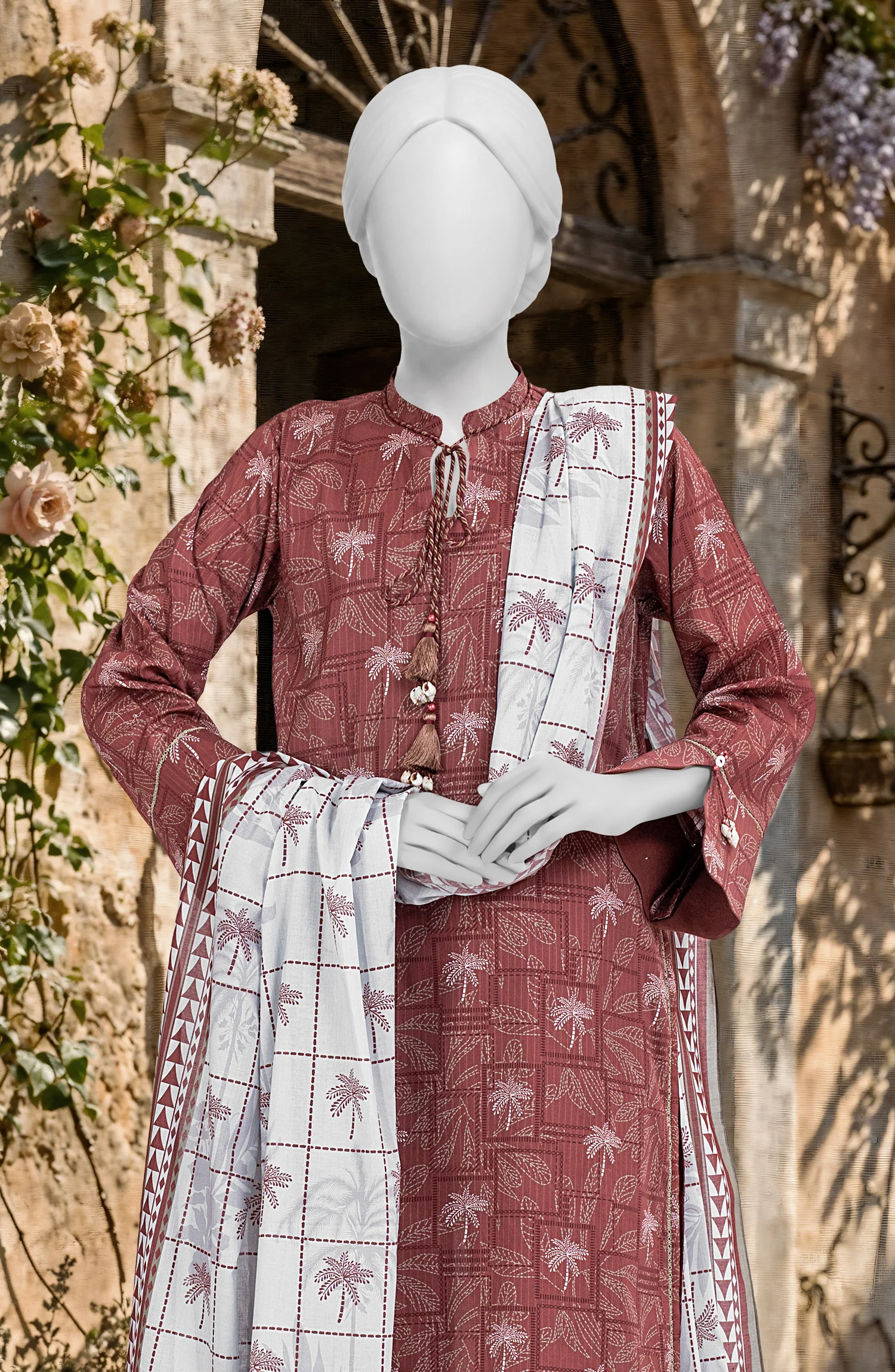 PRINTED TEXTURED LAWN 3PCS UNSTITCHED - Image 2