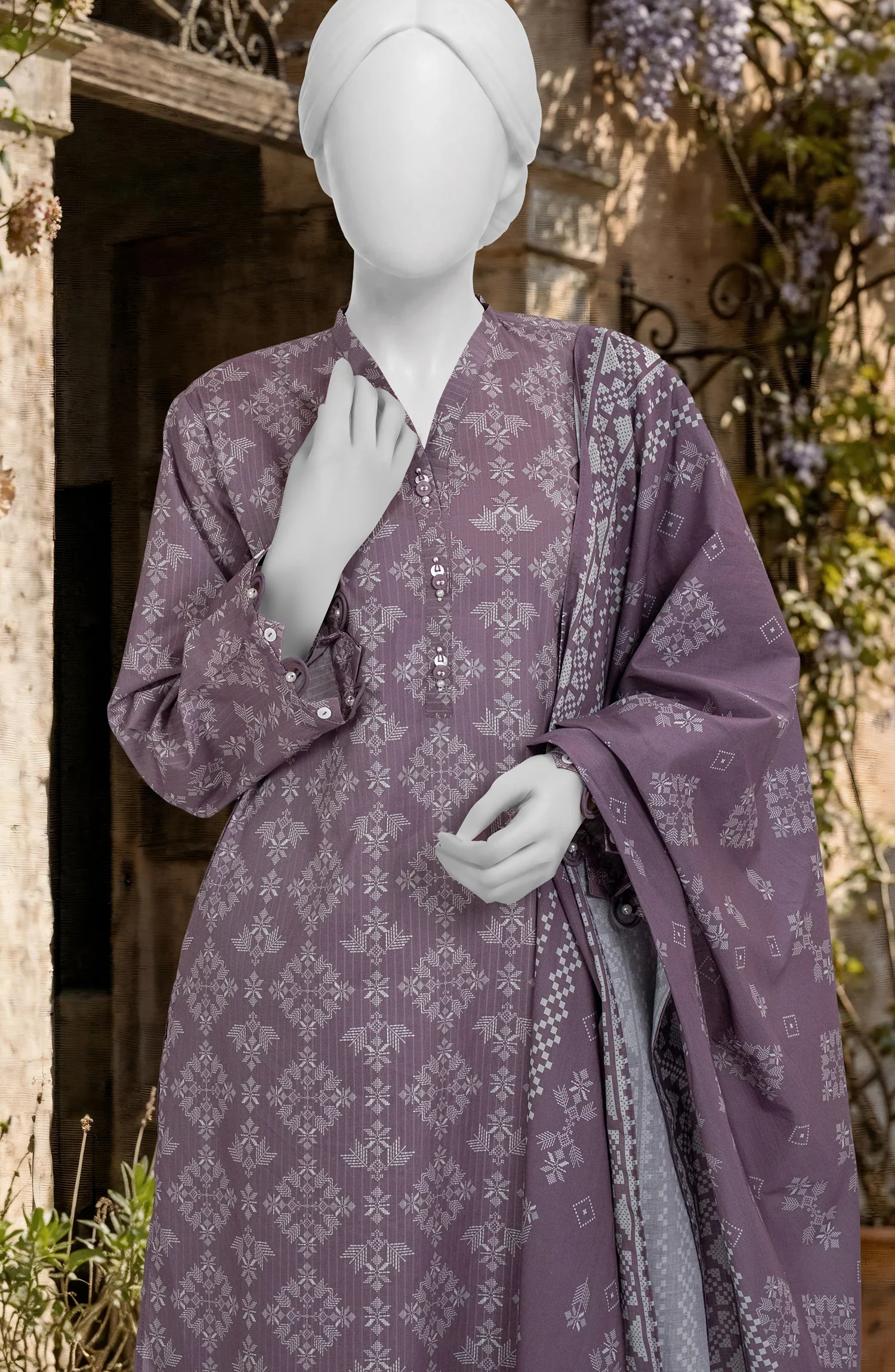 PRINTED TEXTURED LAWN 3PCS UNSTITCHED - Image 2