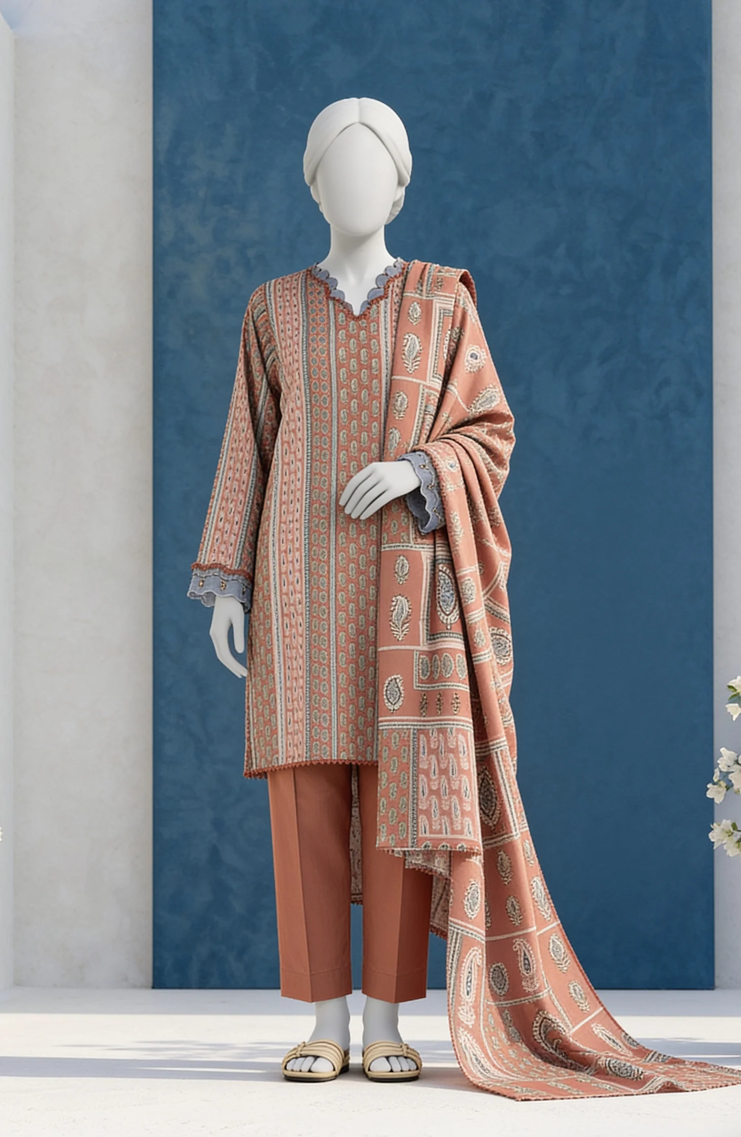 PRINTED TEXTURED LAWN 3PCS UNSTITCHED