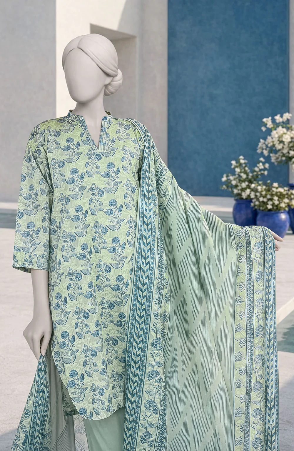 PRINTED TEXTURED LAWN 3PCS UNSTITCHED - Image 2