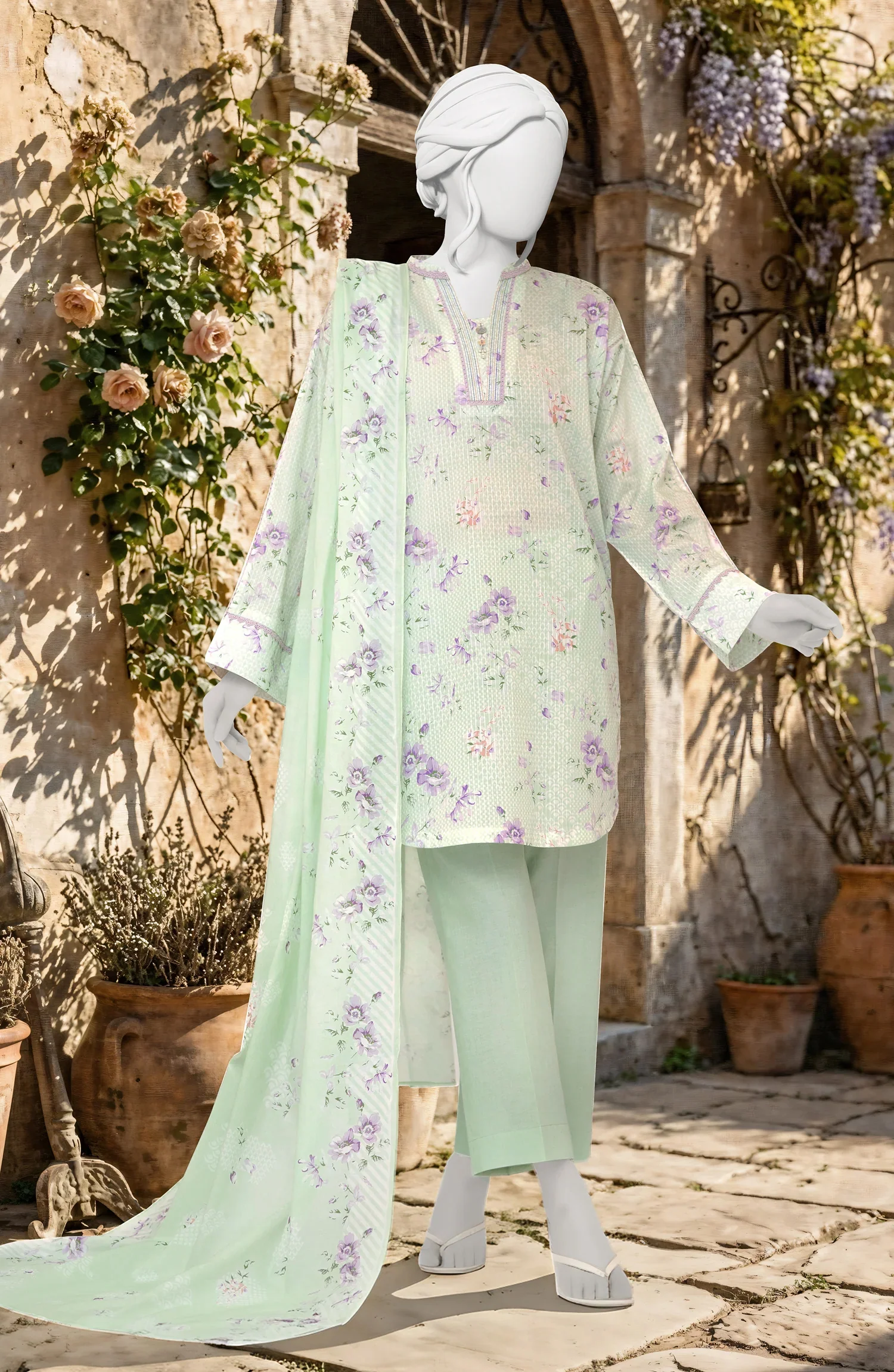 PRINTED TEXTURED LAWN 3PCS UNSTITCHED
